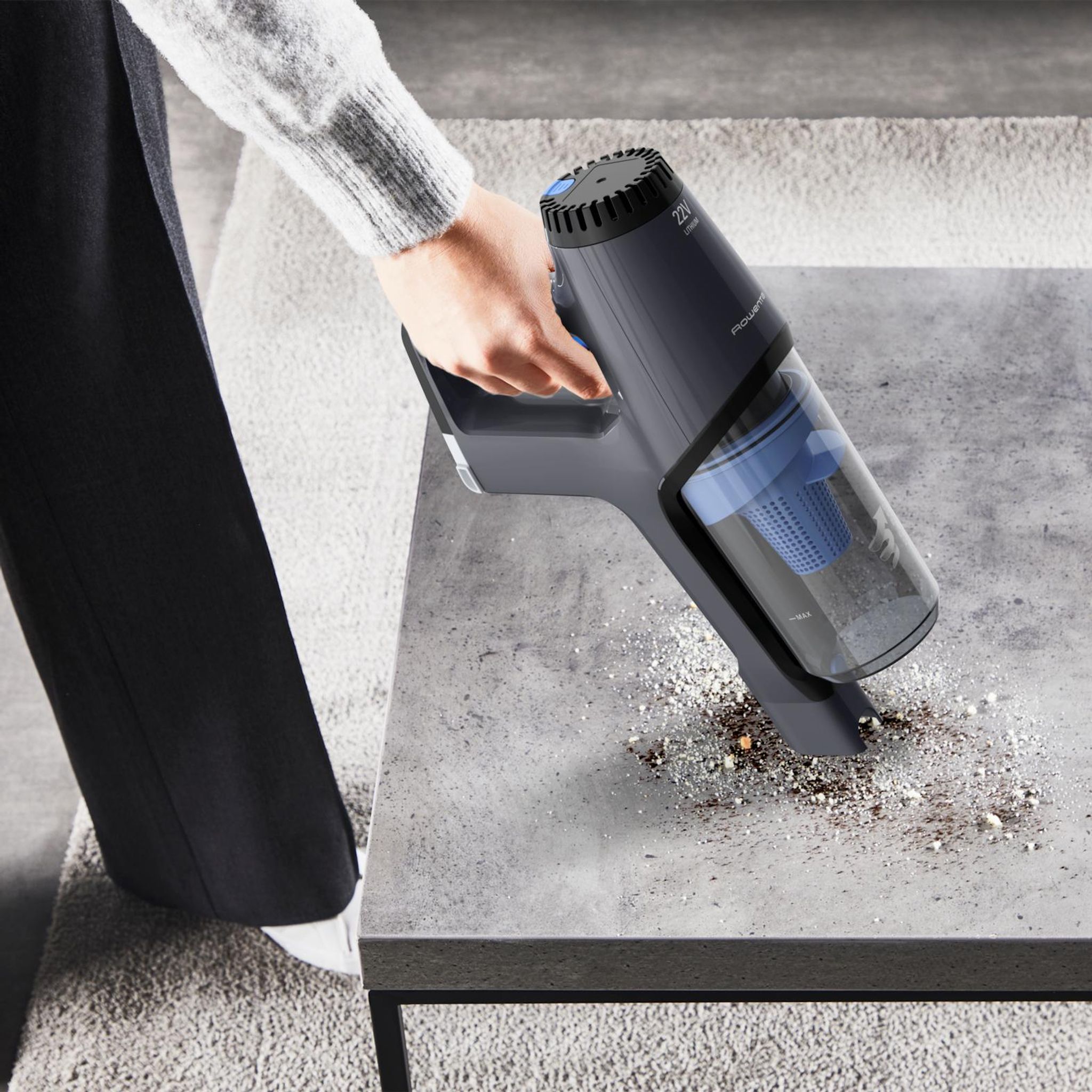 Voir la diapositive 4 : ROWENTA Aspirateur balai RH6929WO - Gris et bleu