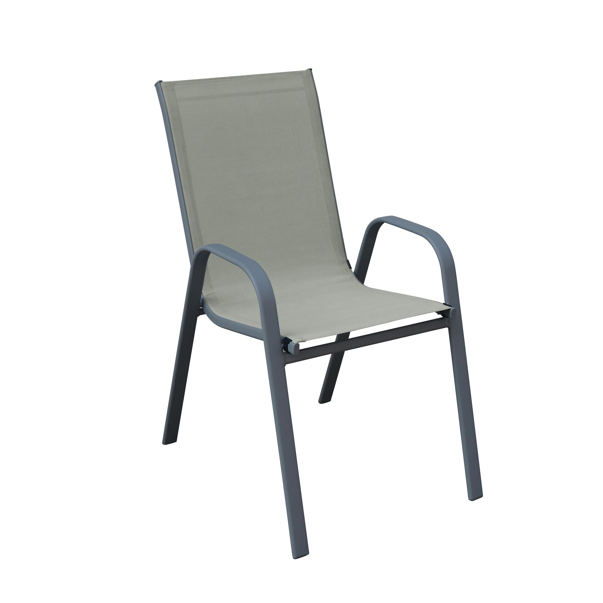 GARDENSTAR Fauteuil de jardin - Textilène et acier - Gris acier