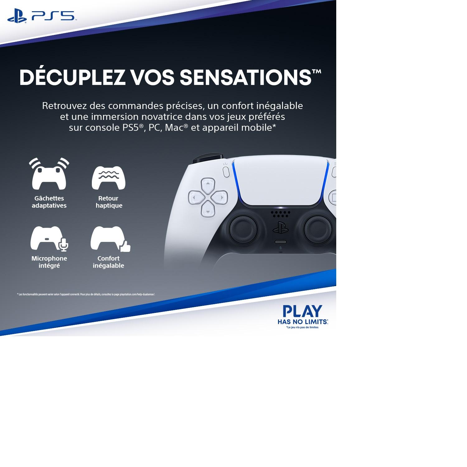 Voir la diapositive 2 : SONY Manette Sans Fil DualSense - Chrome Pearl PS5