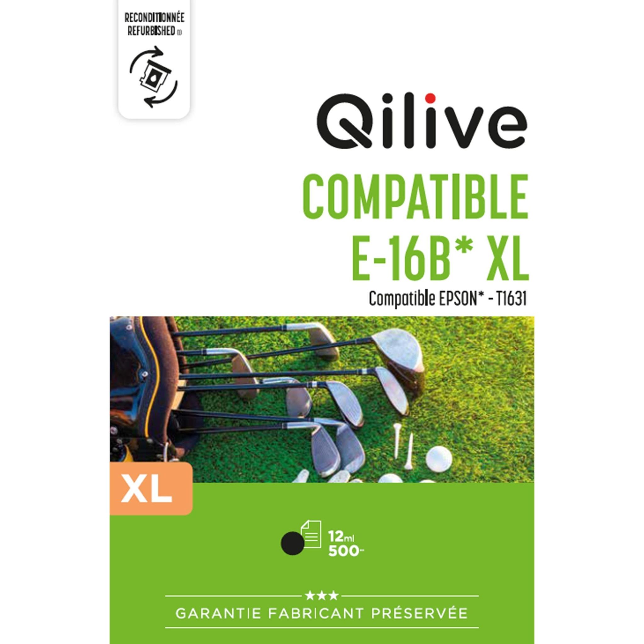 QILIVE Cartouche d'encre pour Epson E-16B XL - Noir