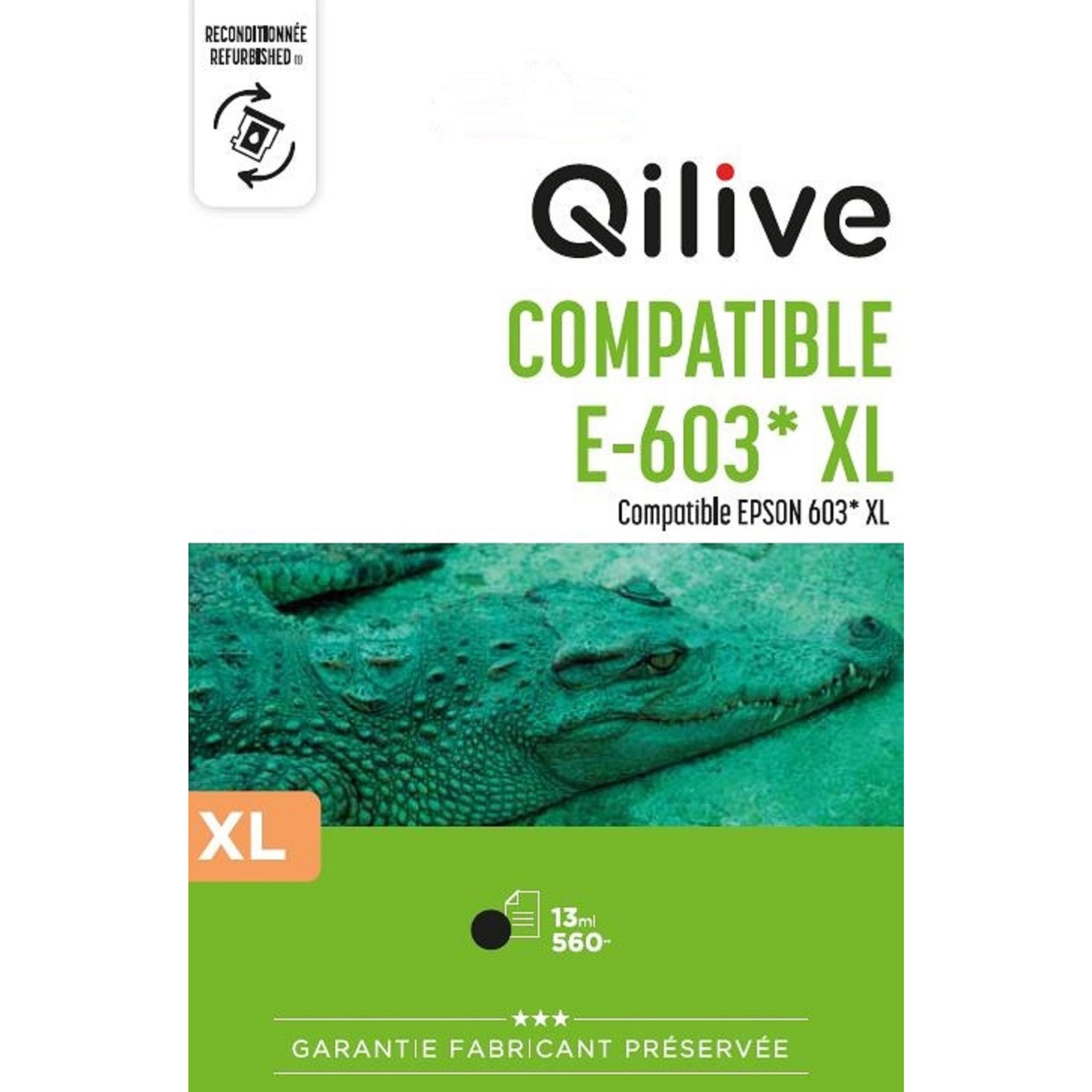 QILIVE Cartouche d'encre pour Epson E-630 XL - Noir