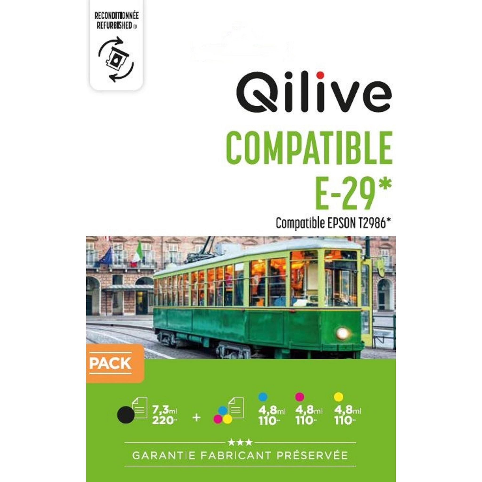 QILIVE Cartouche d'encre pour Epson E-29 Pack - Noir et Couleurs