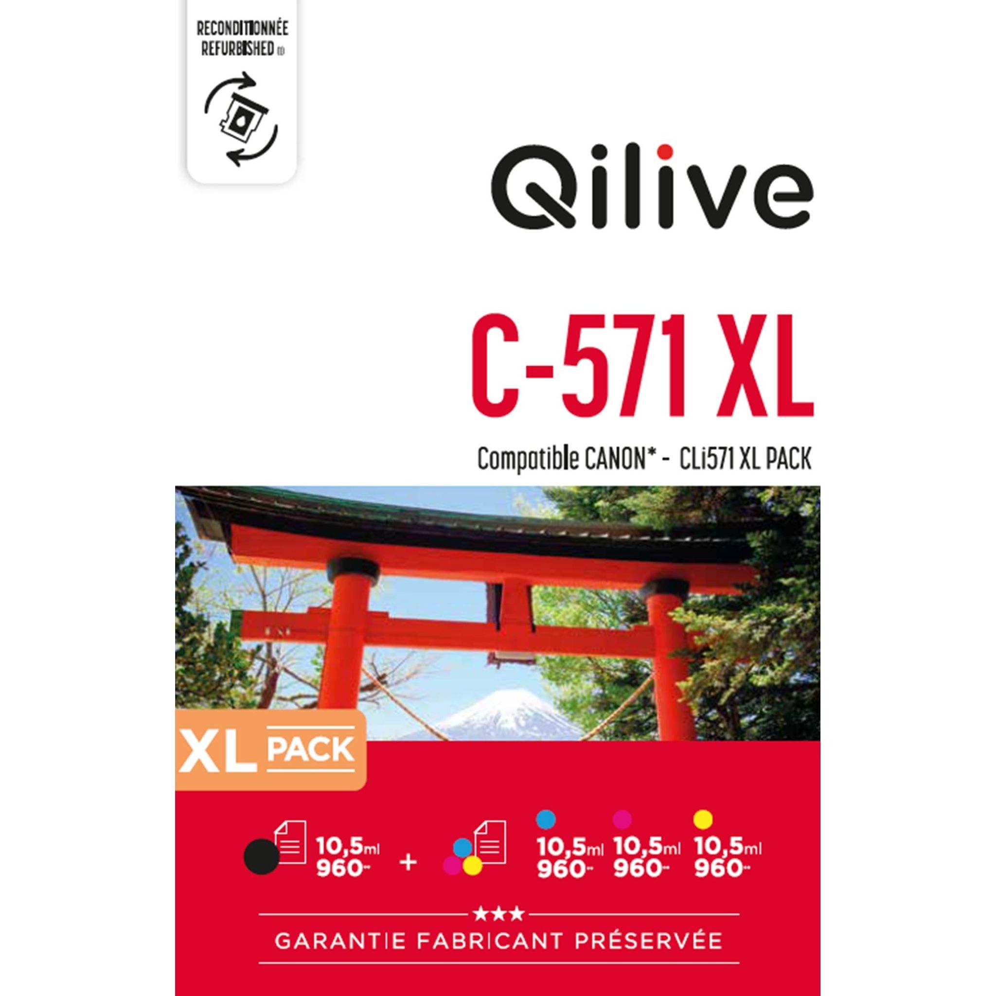 QILIVE Pack Cartouche d'imprimante pour Canon C-570/571 XL - Noir et Couleurs