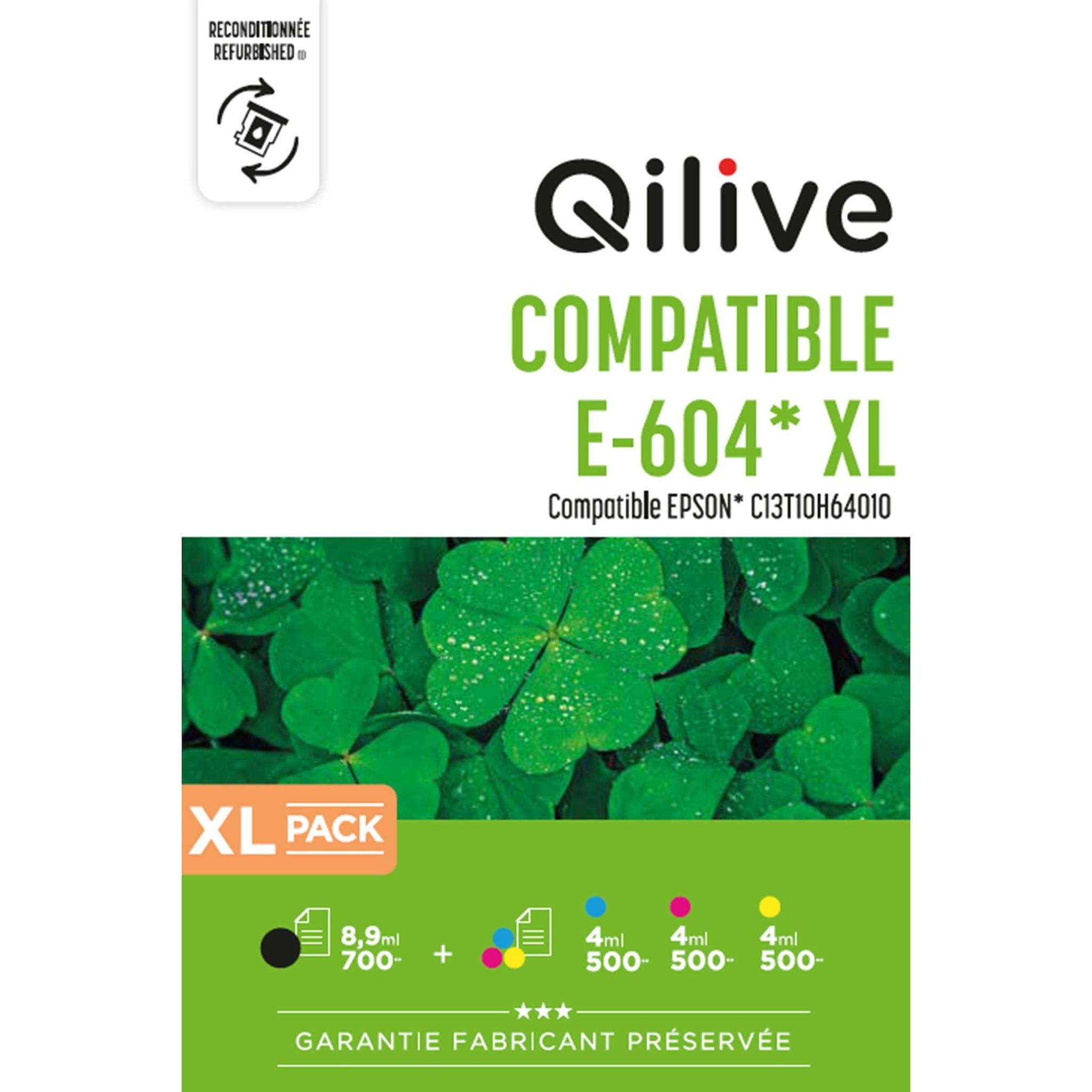 QILIVE Cartouche d'encre pour Espon E-604 XL - Noir et Couleurs
