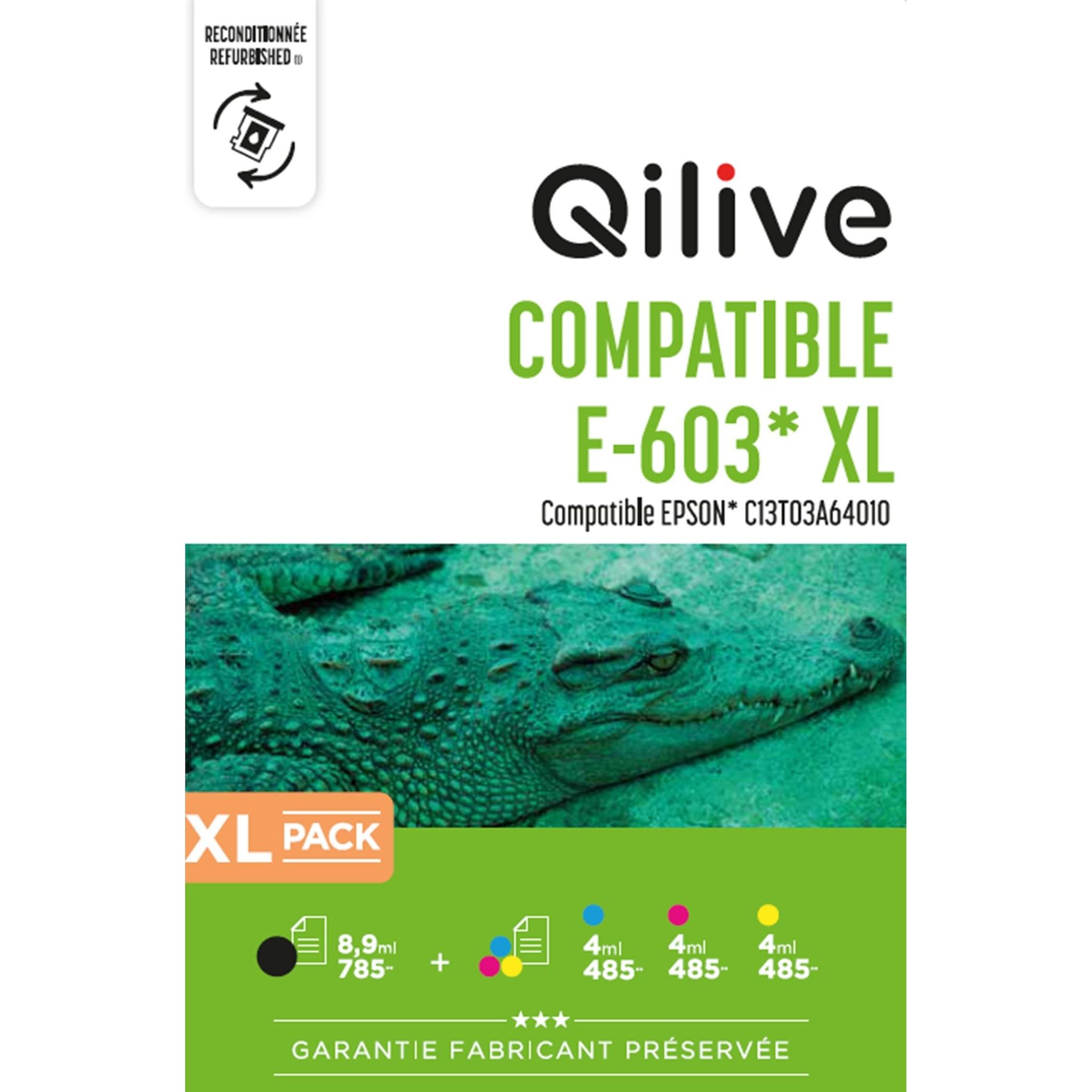 QILIVE Cartouche d'encre pour Epson E-603 XL Pack - Noir et Couleurs