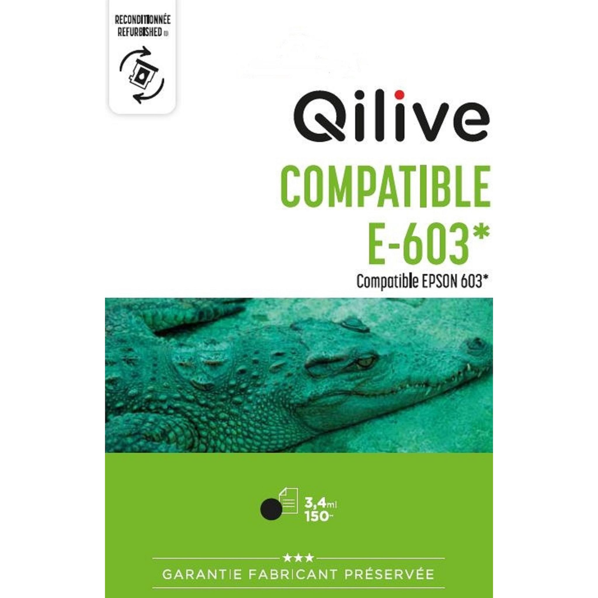 QILIVE Cartouche d'encre pour Epson E-603 - Noir