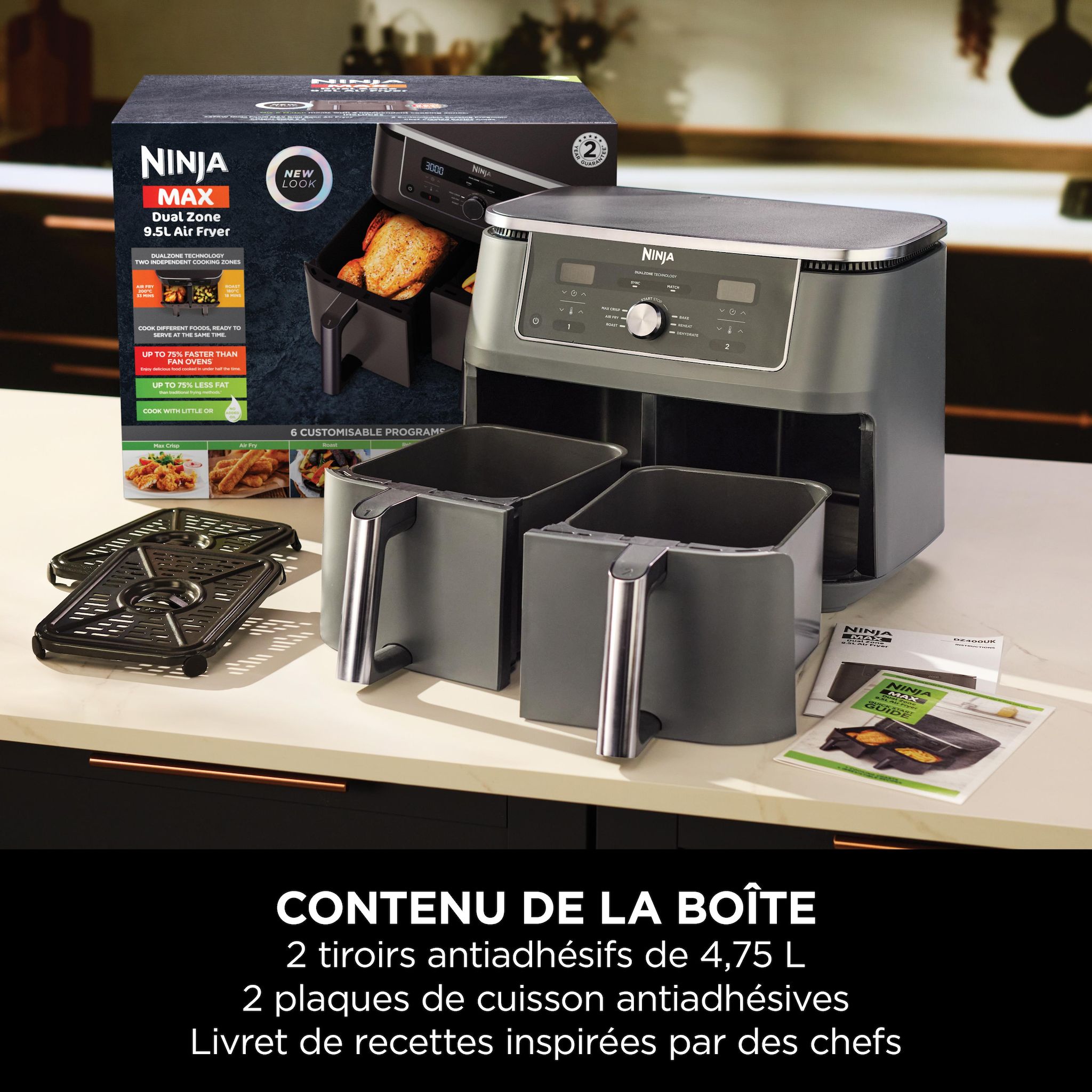 Voir la diapositive 10 : NINJA Friteuse sans huile à air chaud DZ400EU - Noir