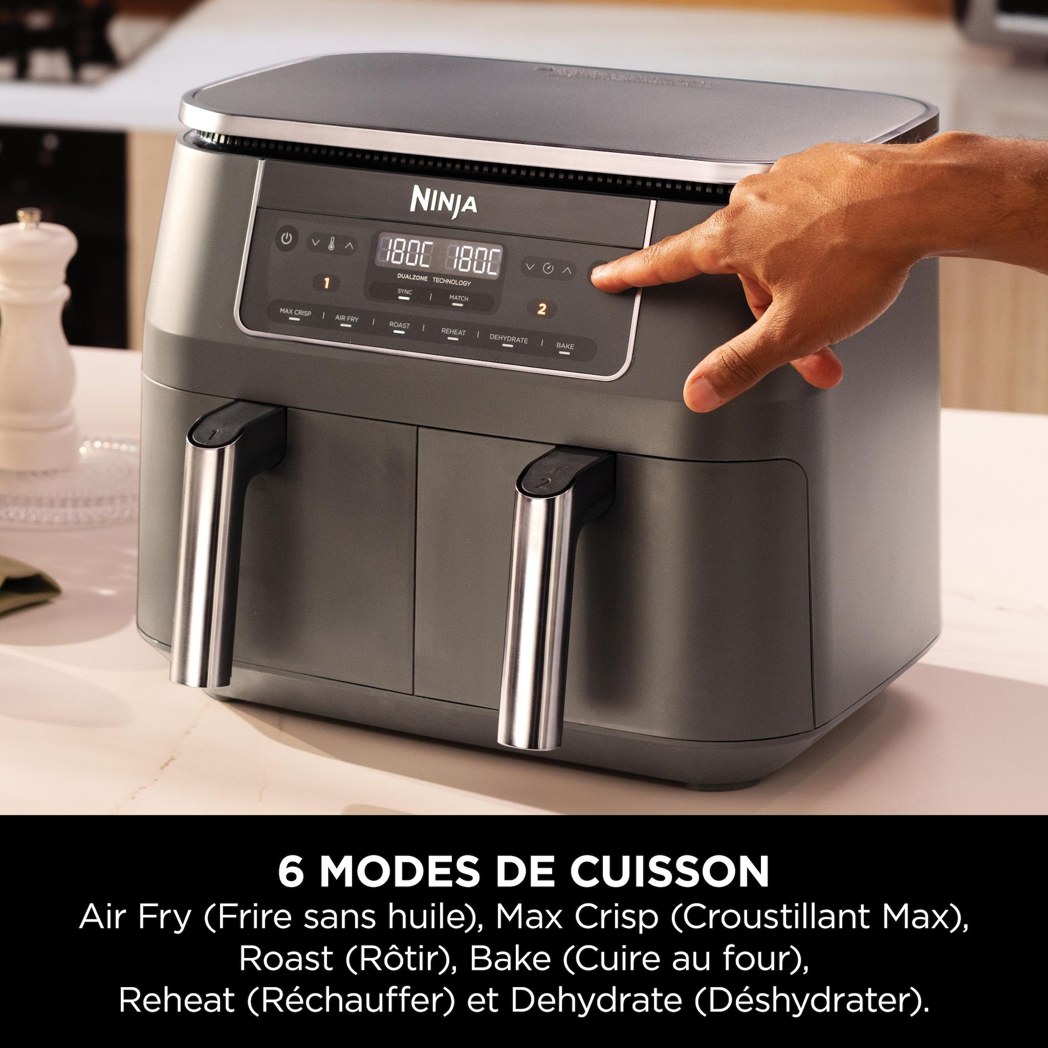 Voir la diapositive 4 : NINJA Friteuse sans huile à air chaud DZ300EU - Noir