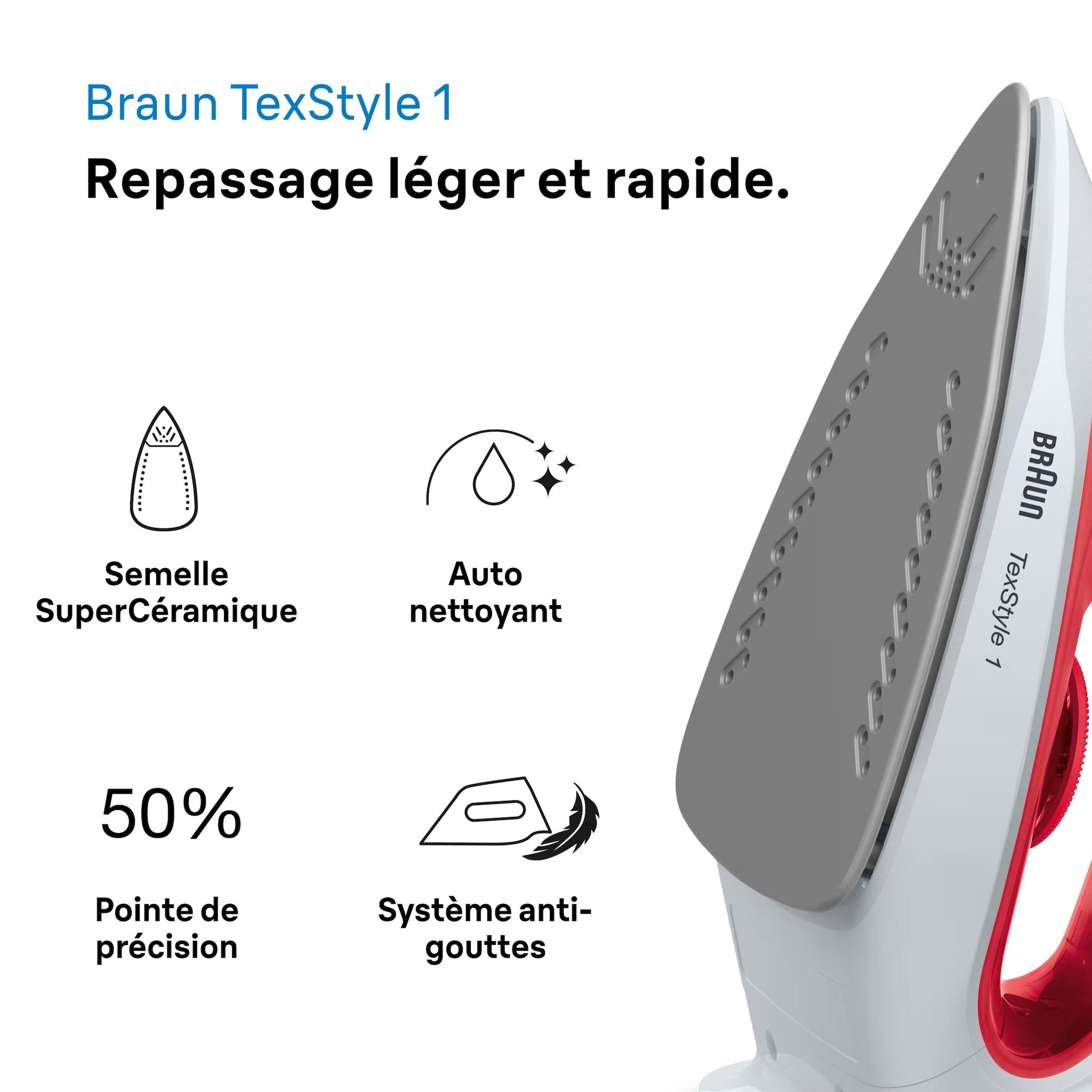 Voir la diapositive 3 : BRAUN Fer à repasser SI1019RD - Rouge et blanc