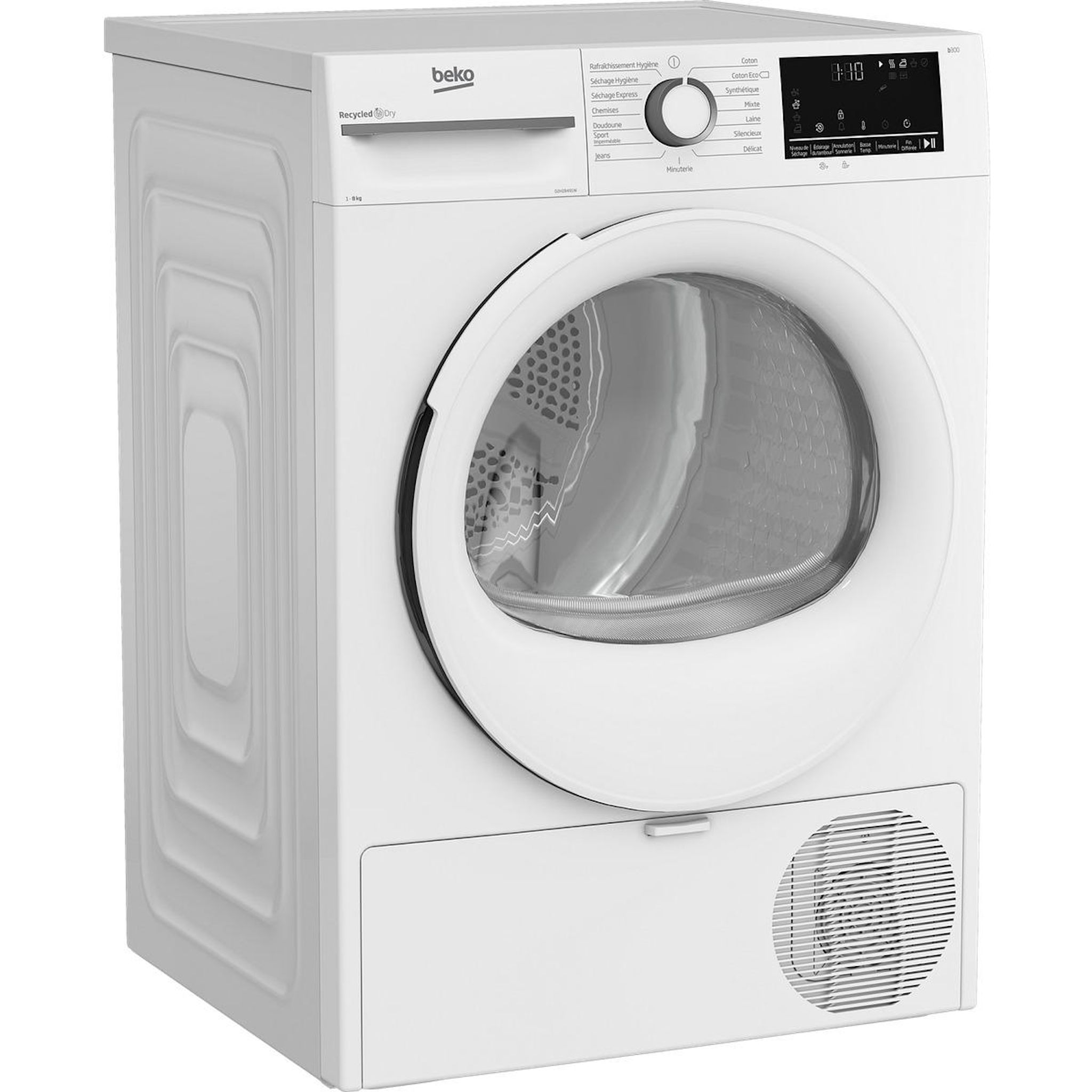Voir la diapositive 3 : BEKO Sèche linge hublot D2H2849W, 8 kg, Pompe à chaleur, C
