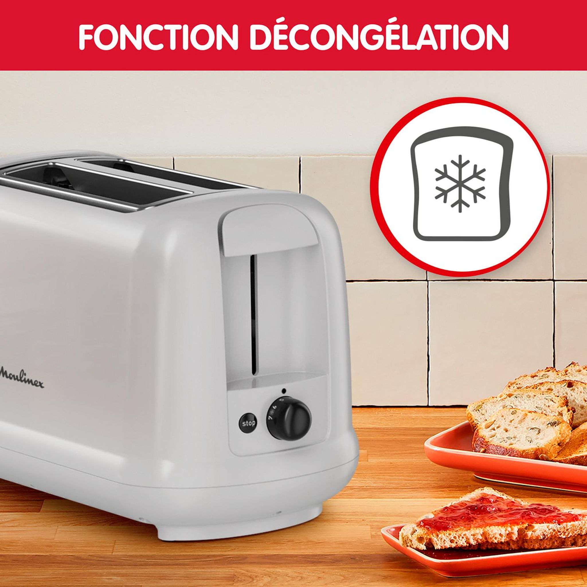 Voir la diapositive 6 : MOULINEX Grille-pain LT160B10 - Gris