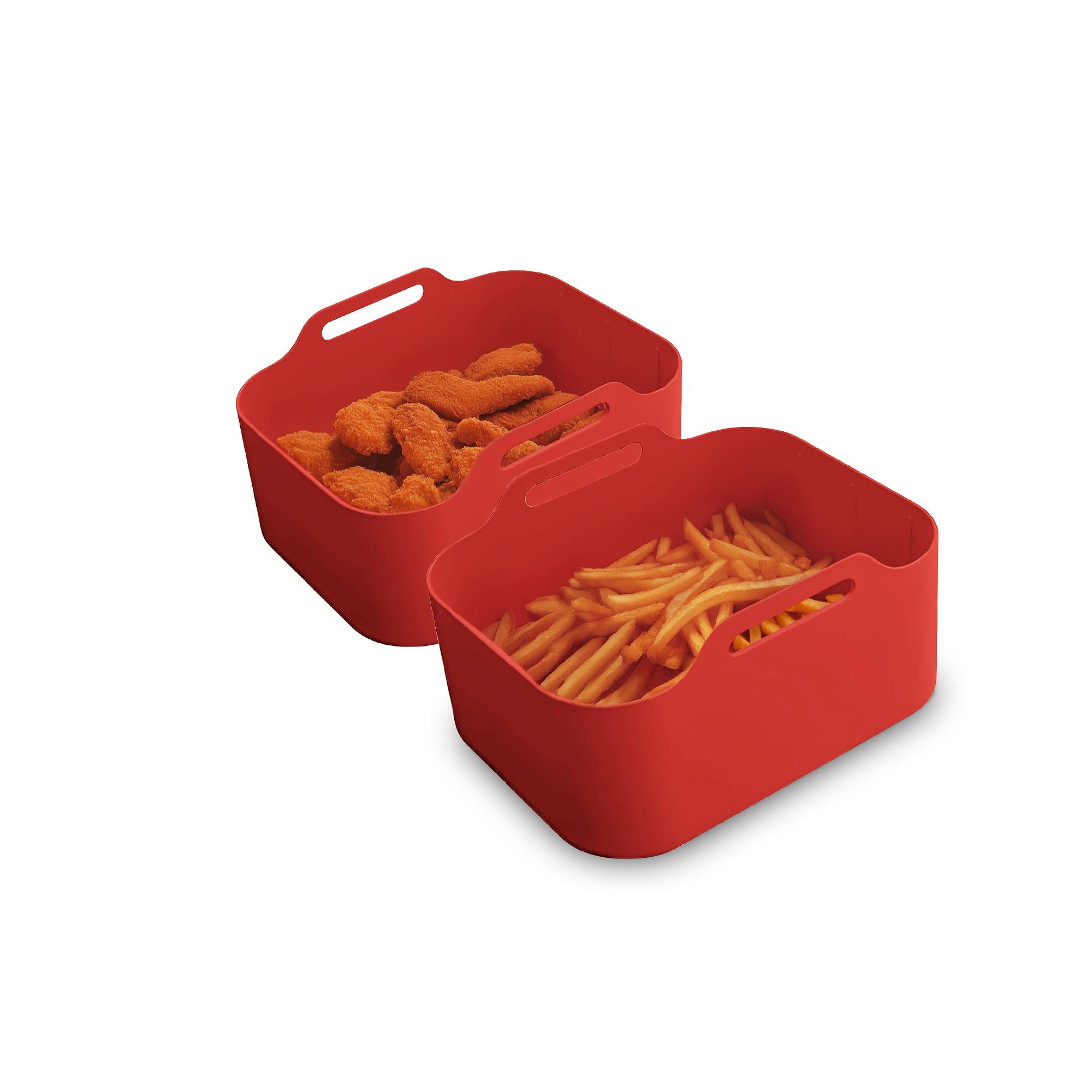 Voir la diapositive 5 : KITCHENCOOK Lot de 2 paniers de cuisson en silicone SILIPOT2 - Rouge
