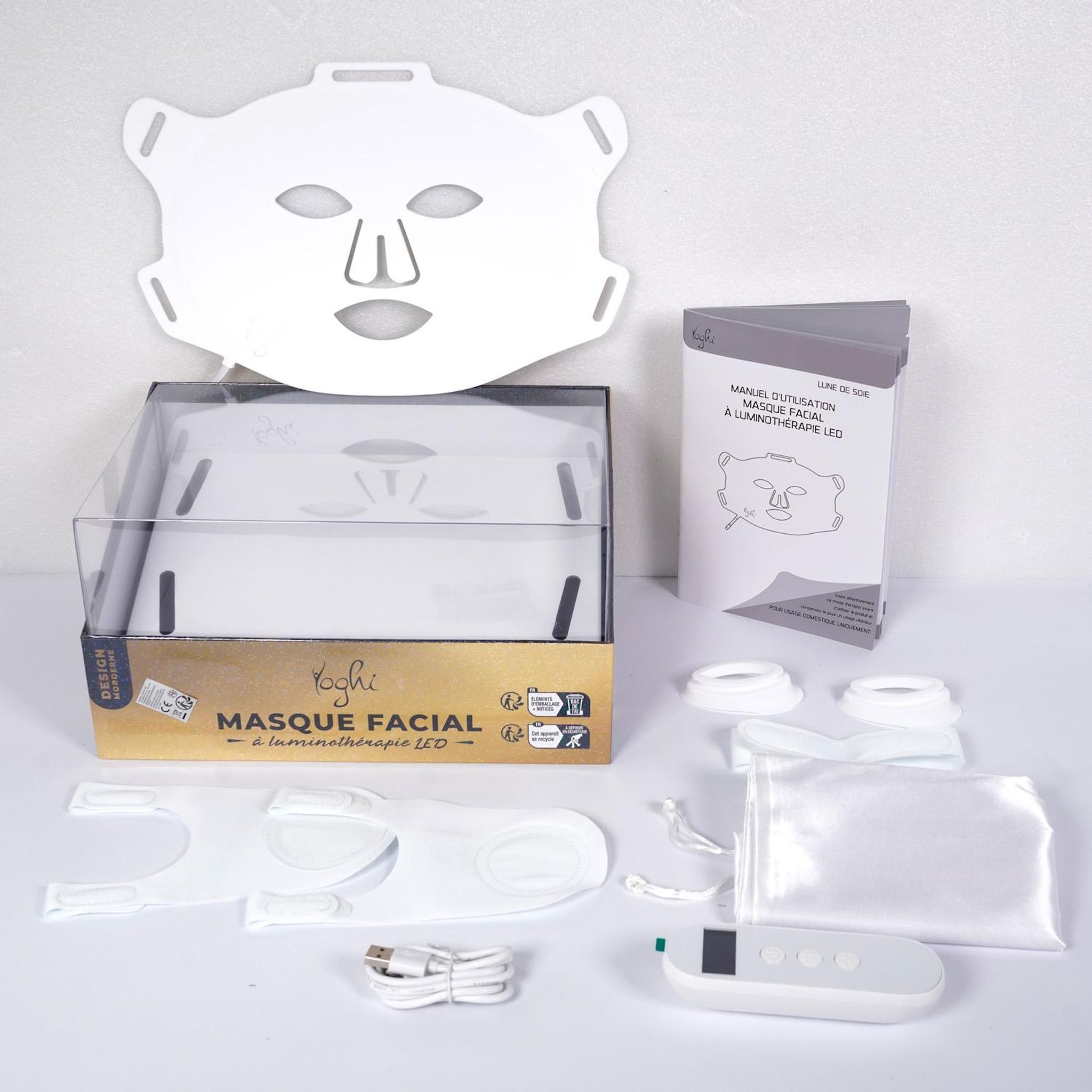 Voir la diapositive 3 : YOGHI Masque facial à luminothérapie Lune de soie - Blanc