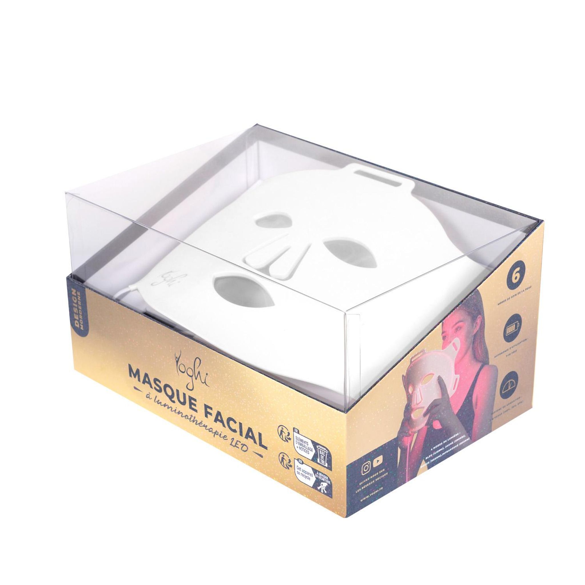Voir la diapositive 5 : YOGHI Masque facial à luminothérapie Lune de soie - Blanc