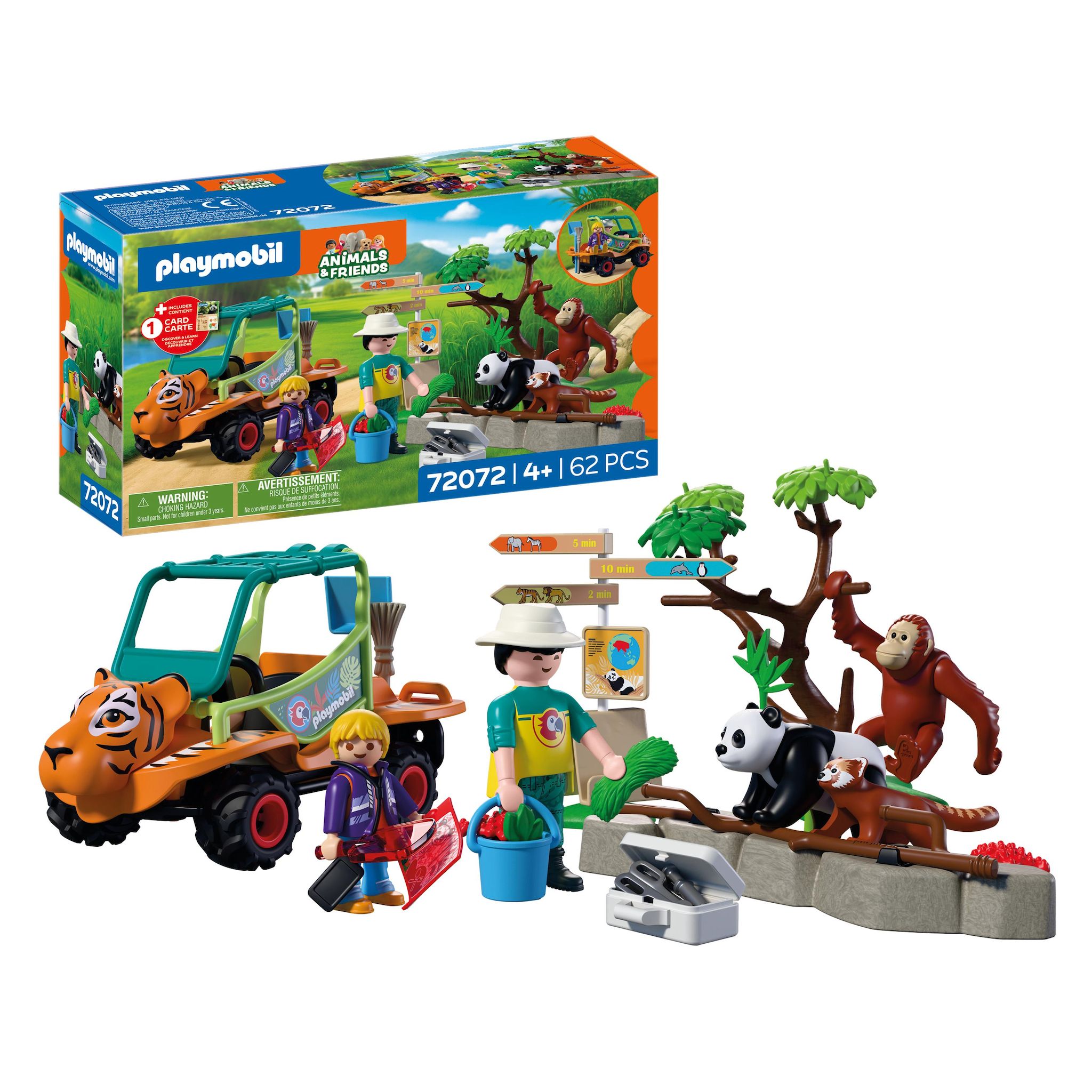 PLAYMOBIL Figurine Zoo : gardien de zoo et véhicule