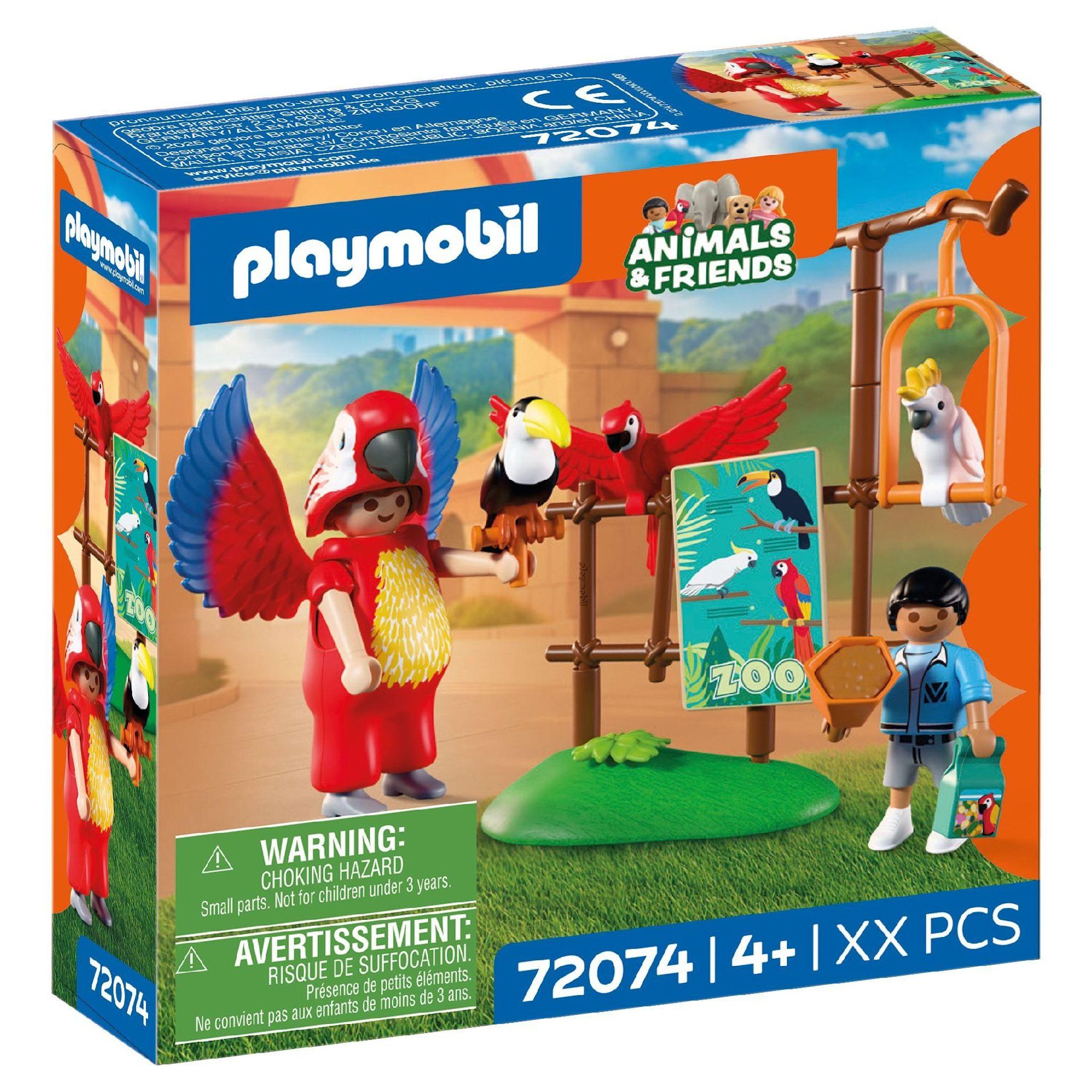 PLAYMOBIL Figurine Zoo : mascotte perroquet et enfant