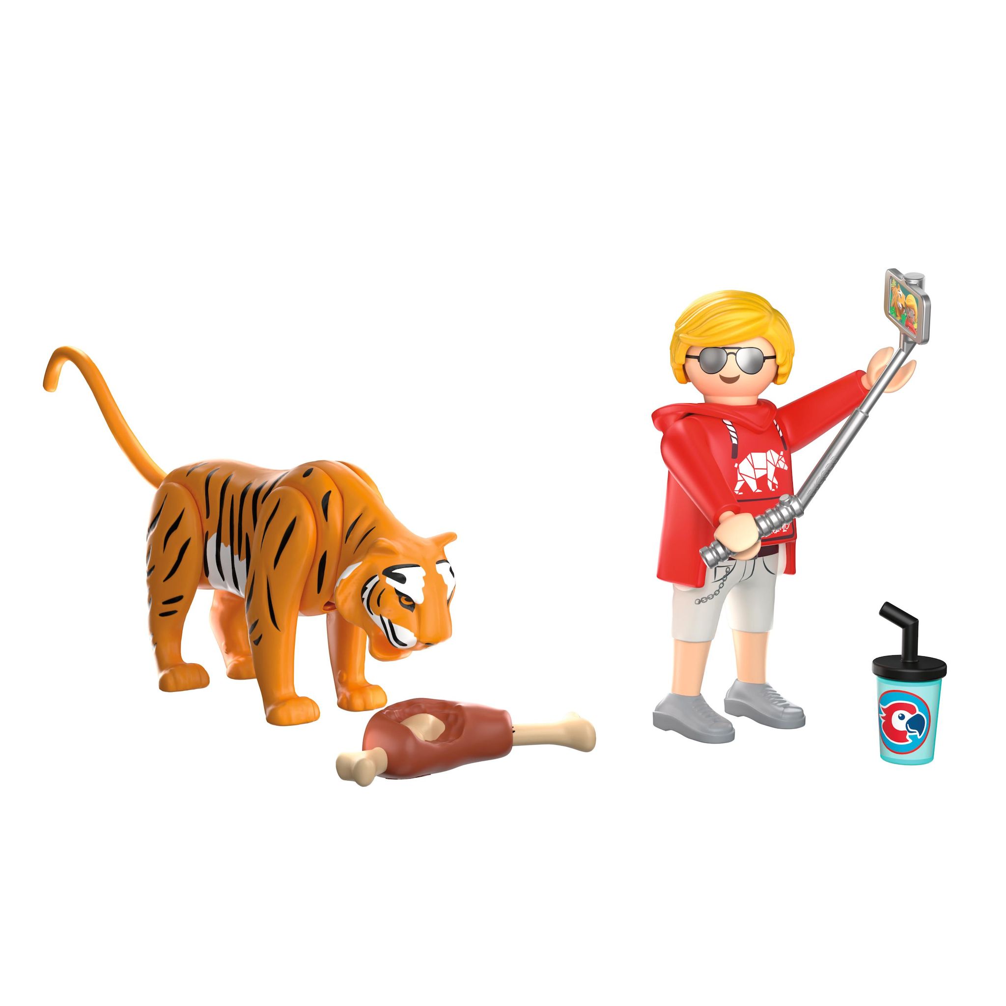 PLAYMOBIL Figurine Zoo : tigre et visiteur