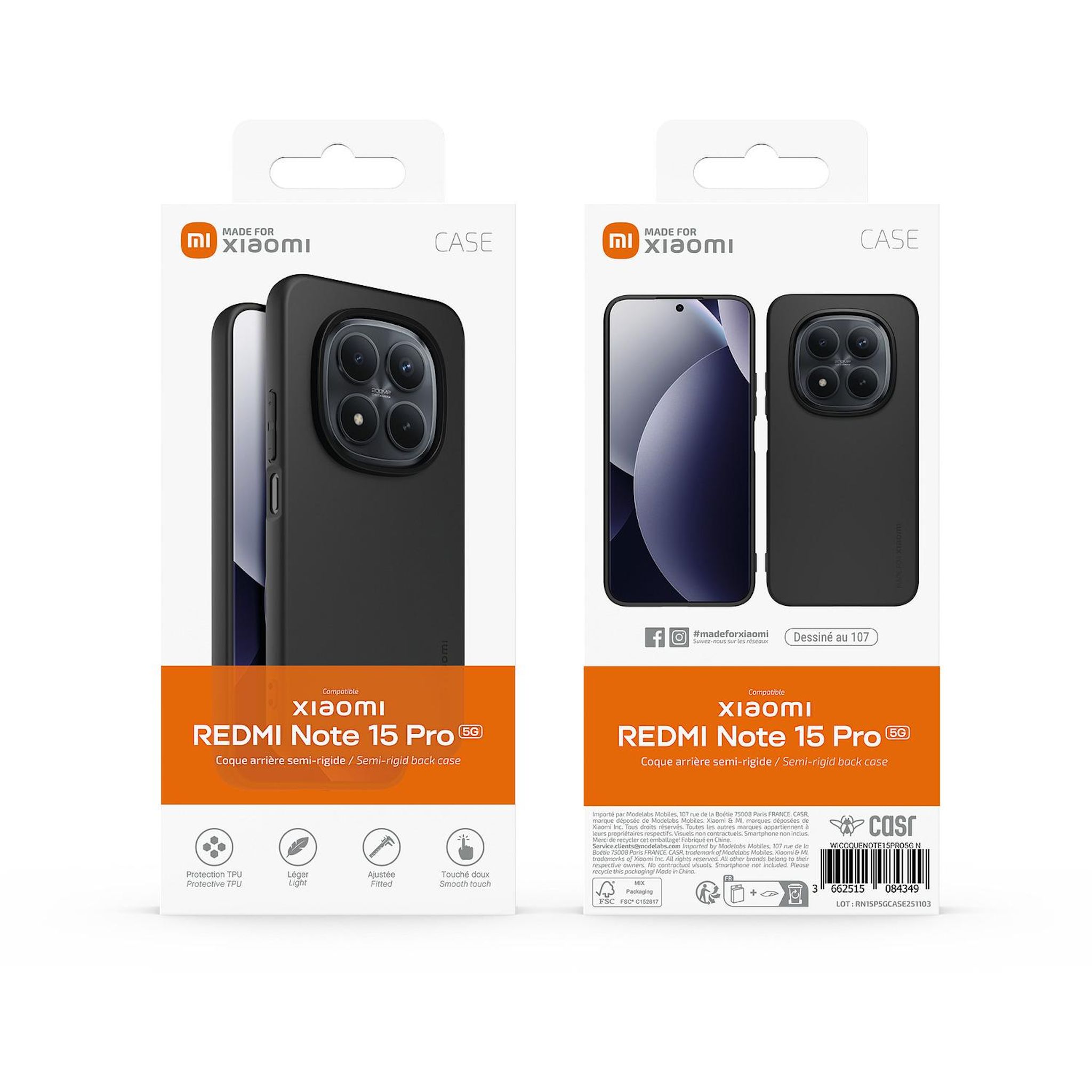 Voir la diapositive 5 : XIAOMI Coque pour Redmi Note 15 Pro 5G - Noir