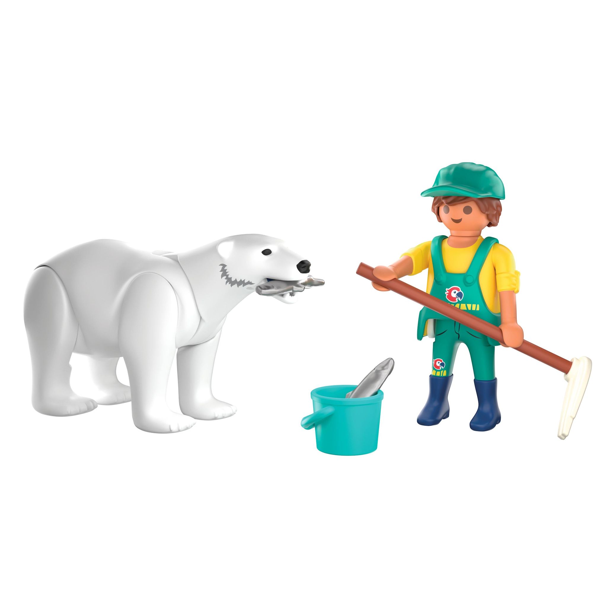 PLAYMOBIL Figurine Zoo : ours polaire et gardien de zoo