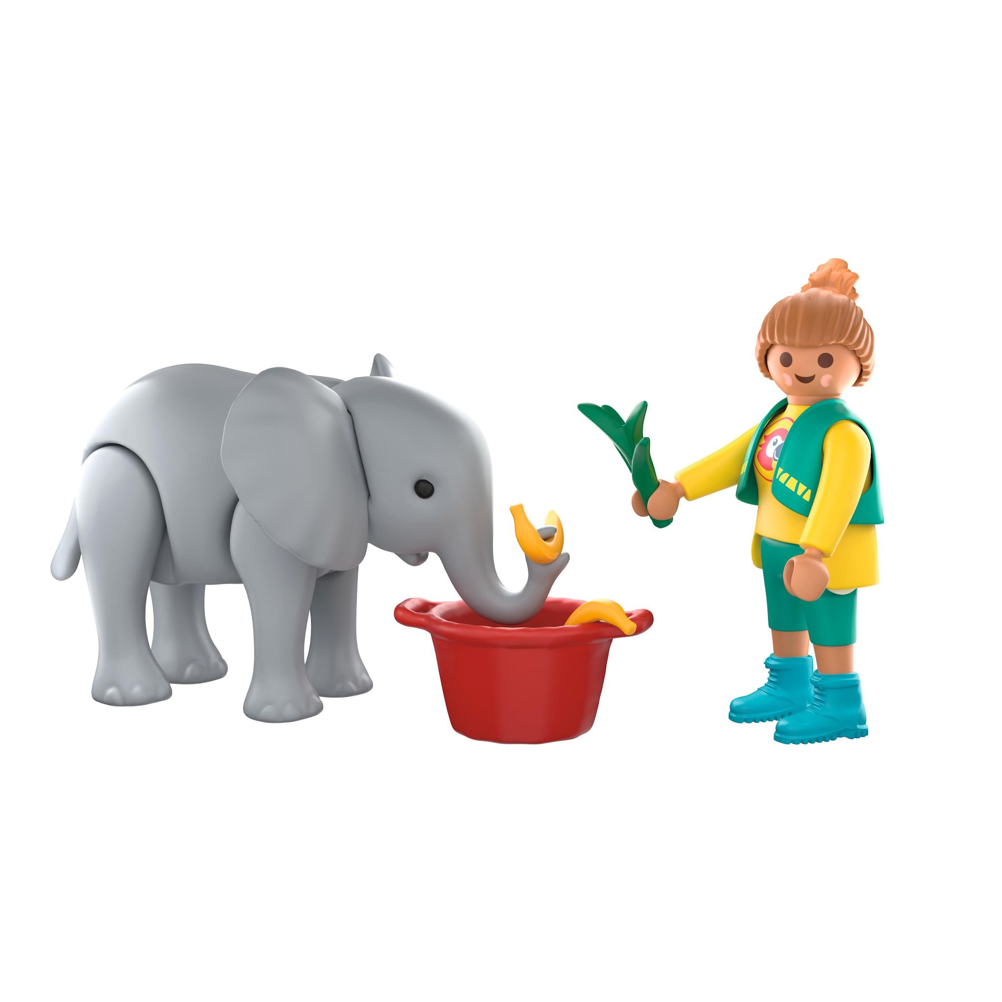 PLAYMOBIL Figurine Zoo : éléphanteau et gardien de zoo
