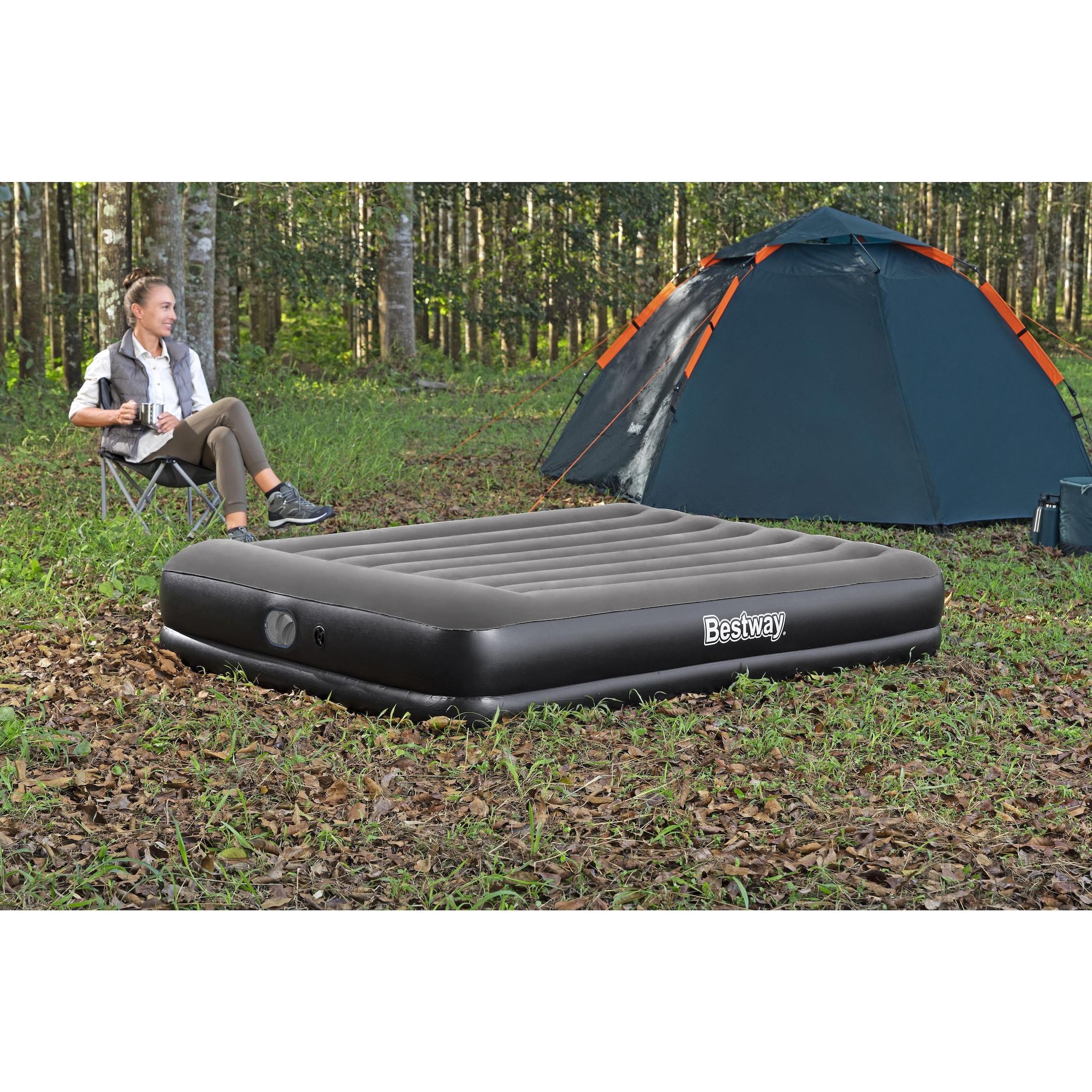 Voir la diapositive 10 : BESTWAY Matelas gonflable 2 personnes, pompe USB intégrée