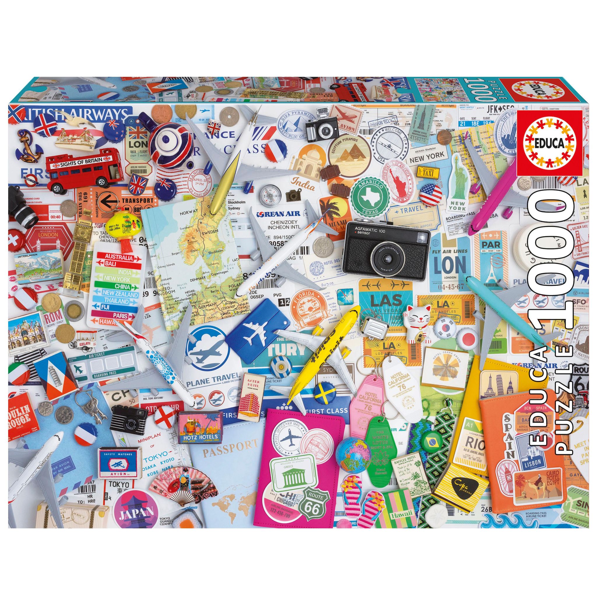 EDUCA Puzzle 1000 pièces Collages Voyages