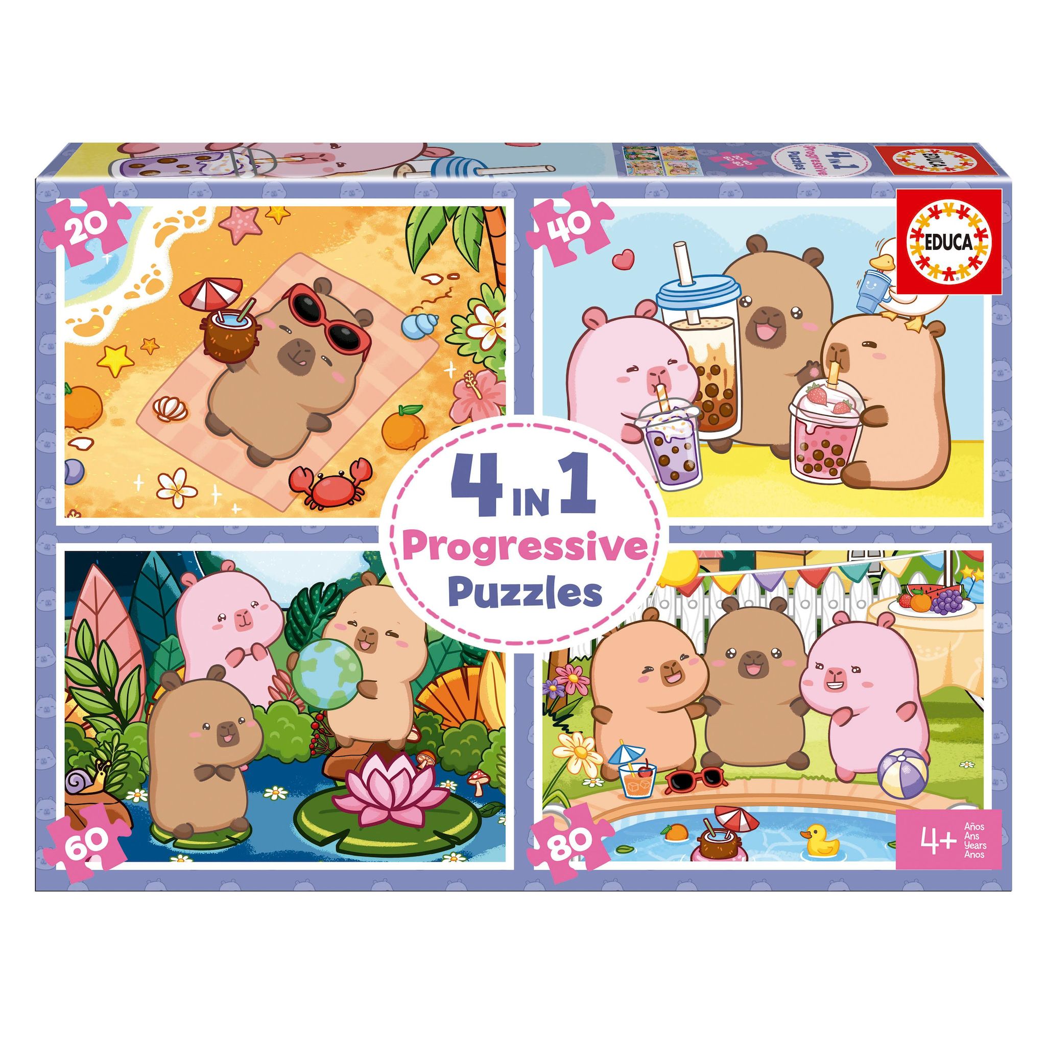 EDUCA Puzzle Multi 40/60/80 pièces CapyFun