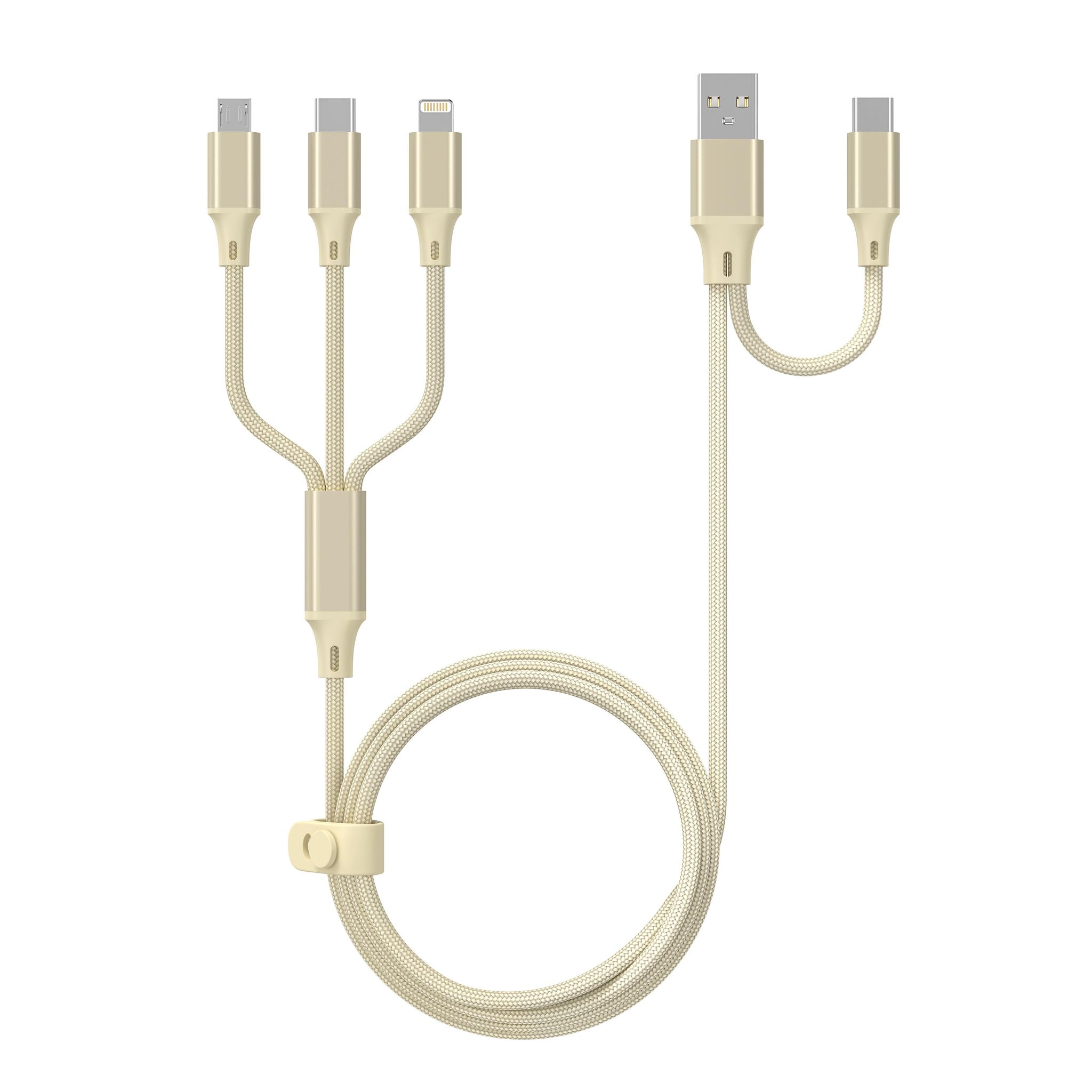 QILIVE Câble de charge 5 en 1 Textile - Beige