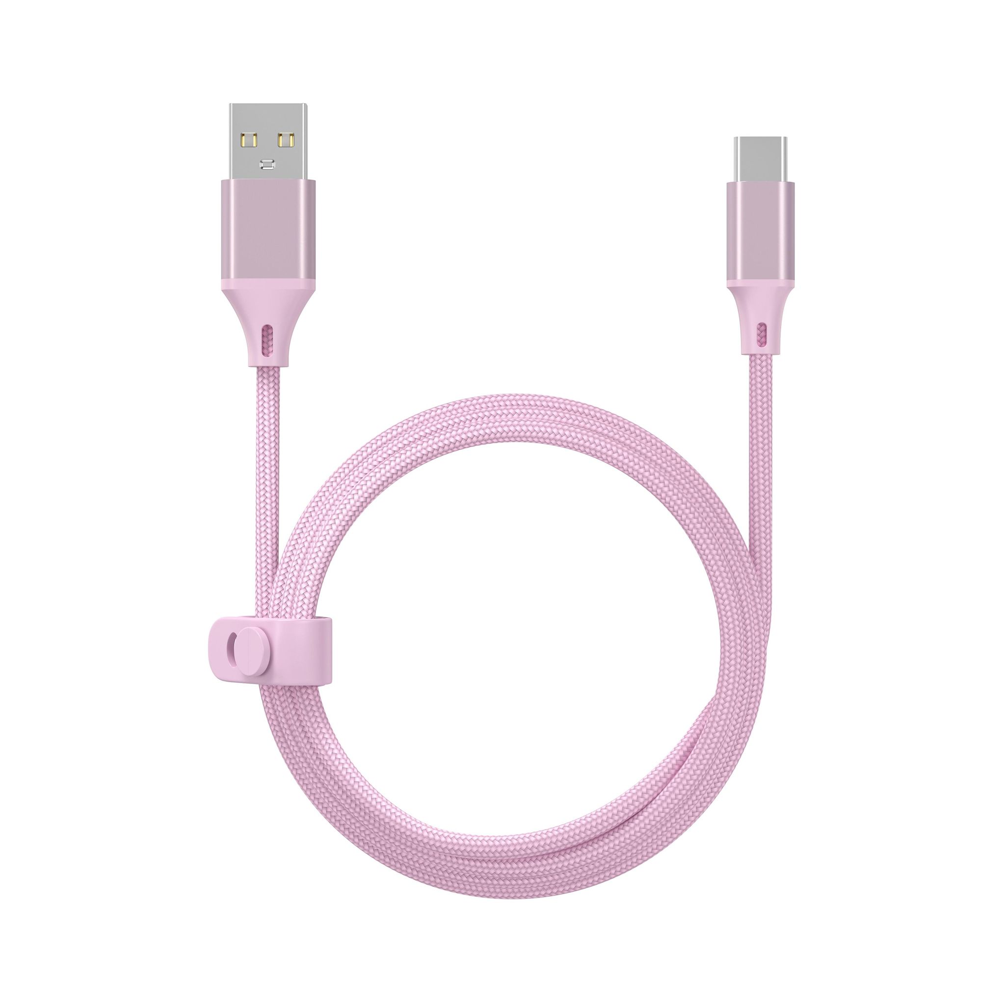 QILIVE Câble de charge USB A/USB C Textile - Rose