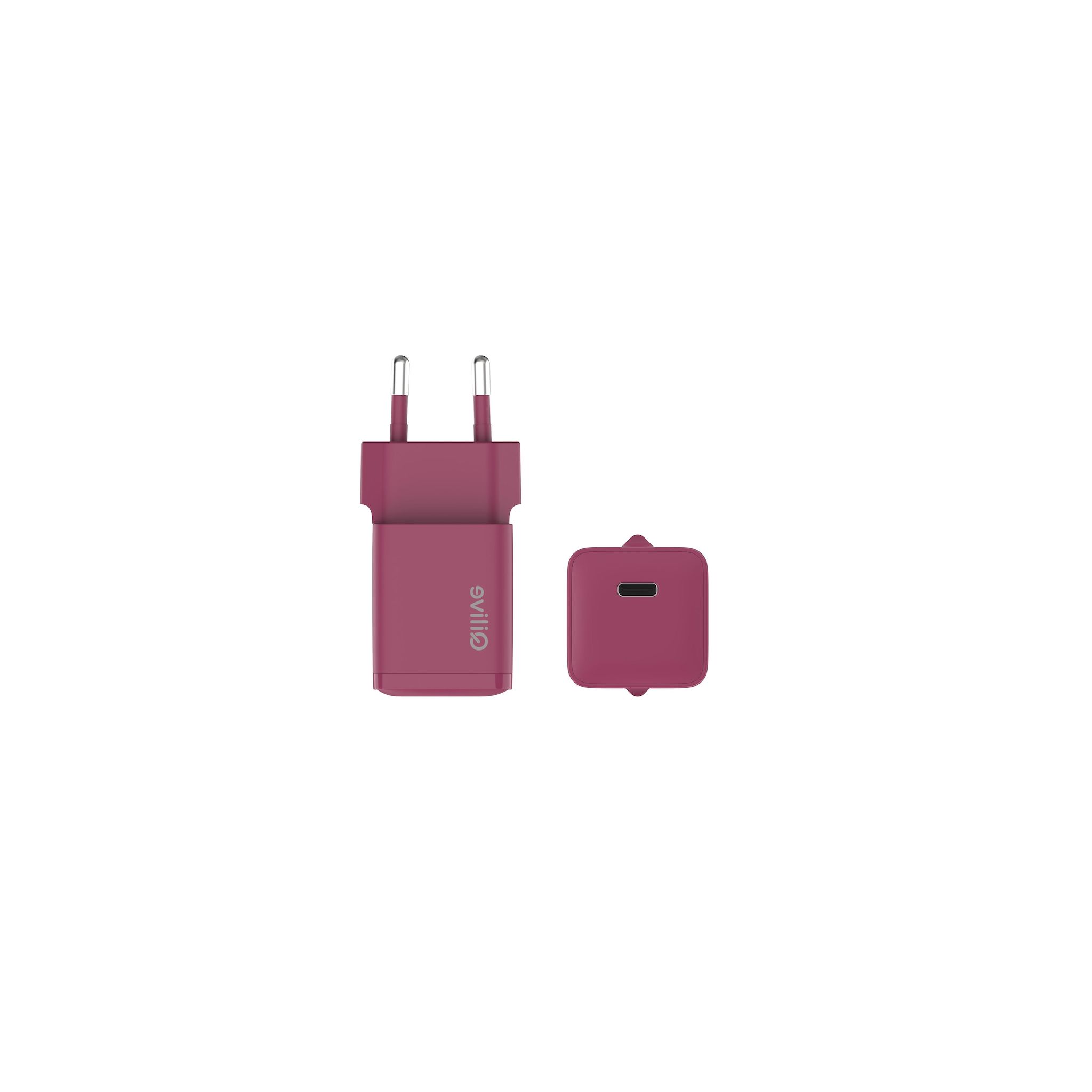 QILIVE Chargeur USB C 30W - Bordeaux