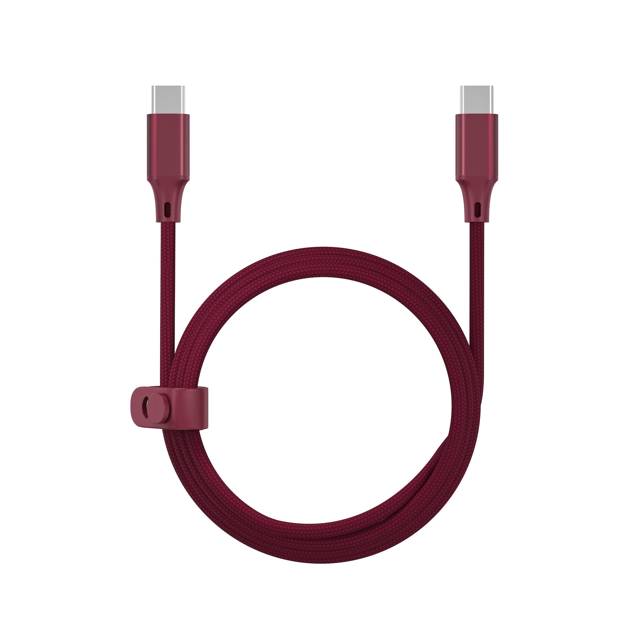 QILIVE Câble de charge USB/USB C Textile - Bordeaux