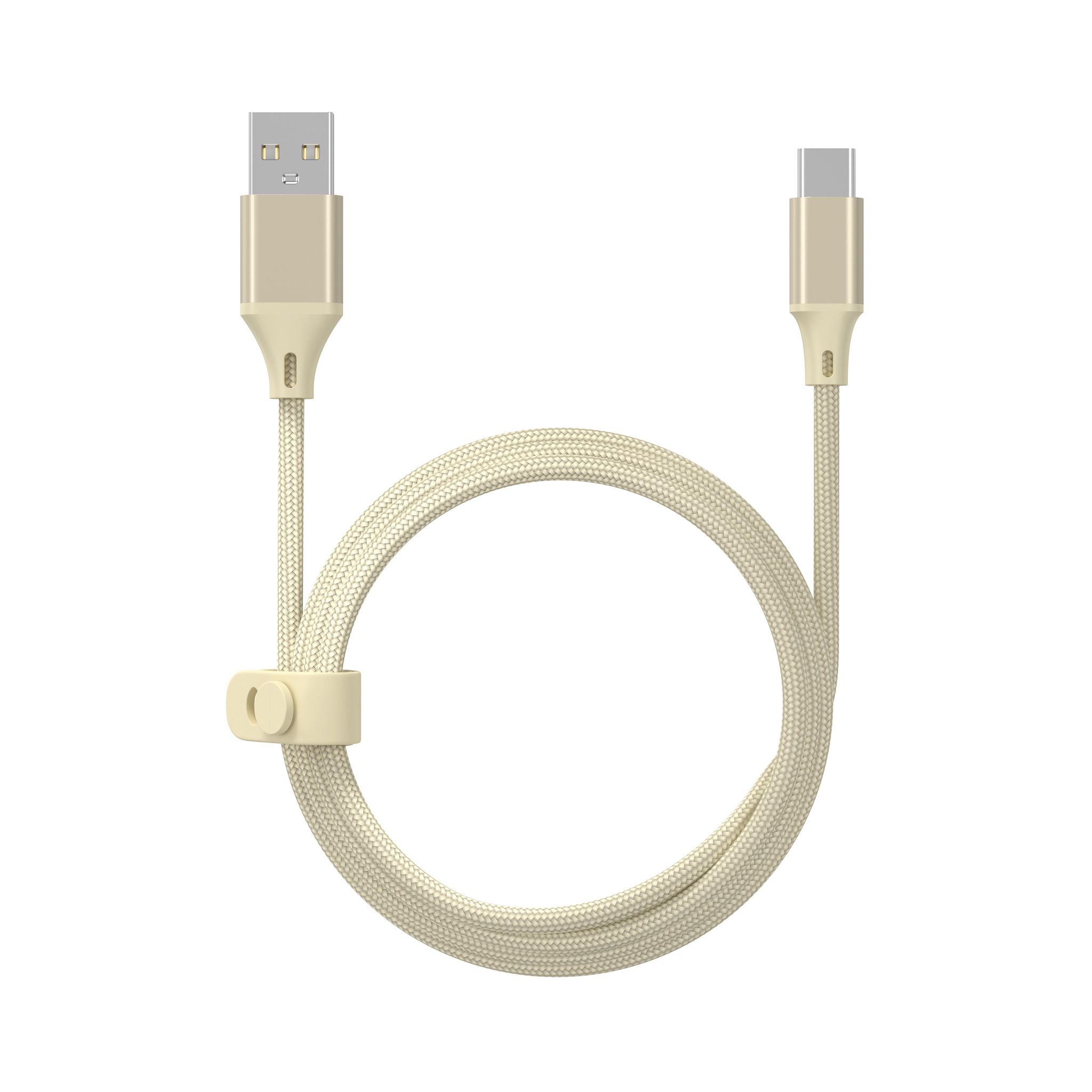 QILIVE Câble de charge USB A/USB C Textile - Beige