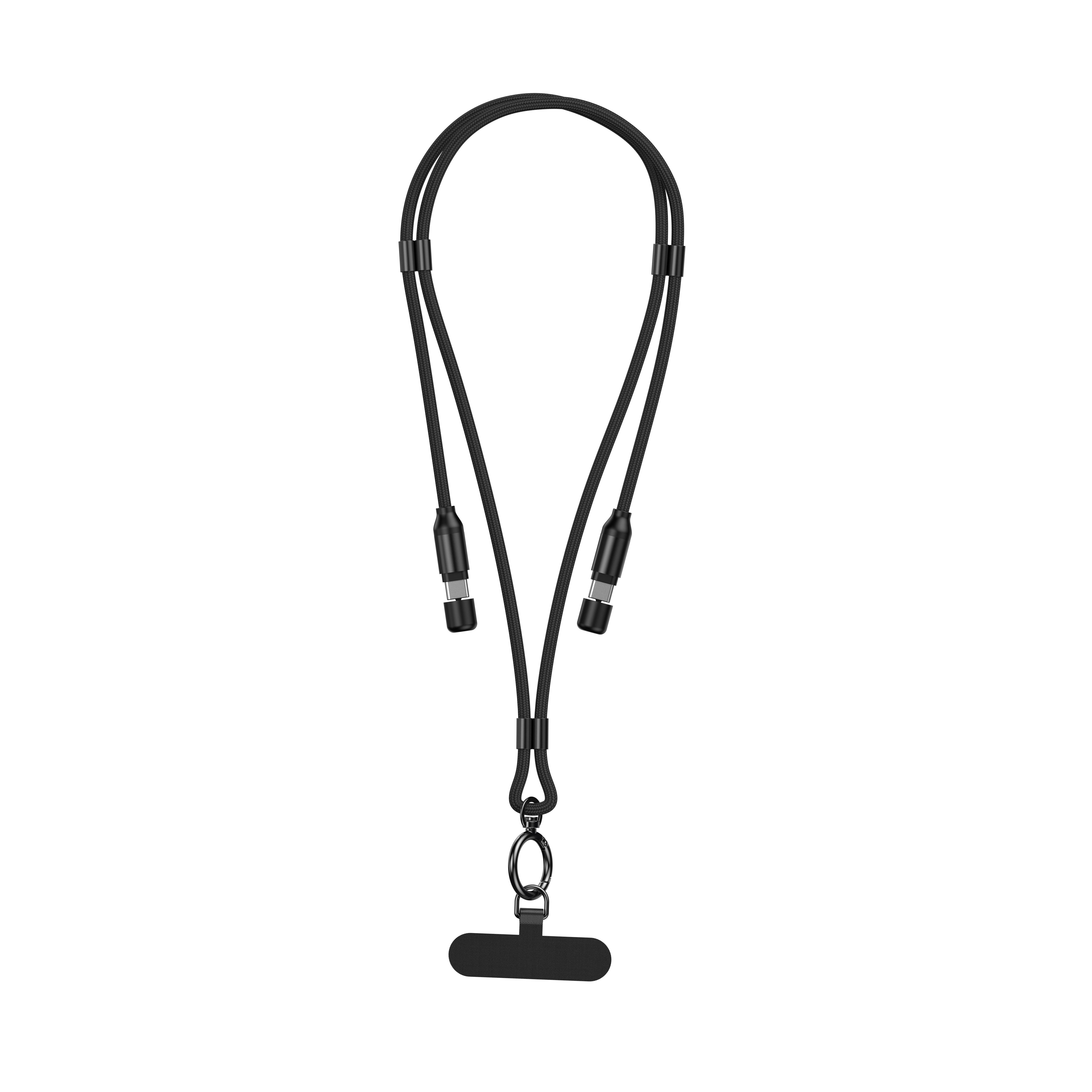 QILIVE Câble de charge bandoulière USB C/USB C - Noir