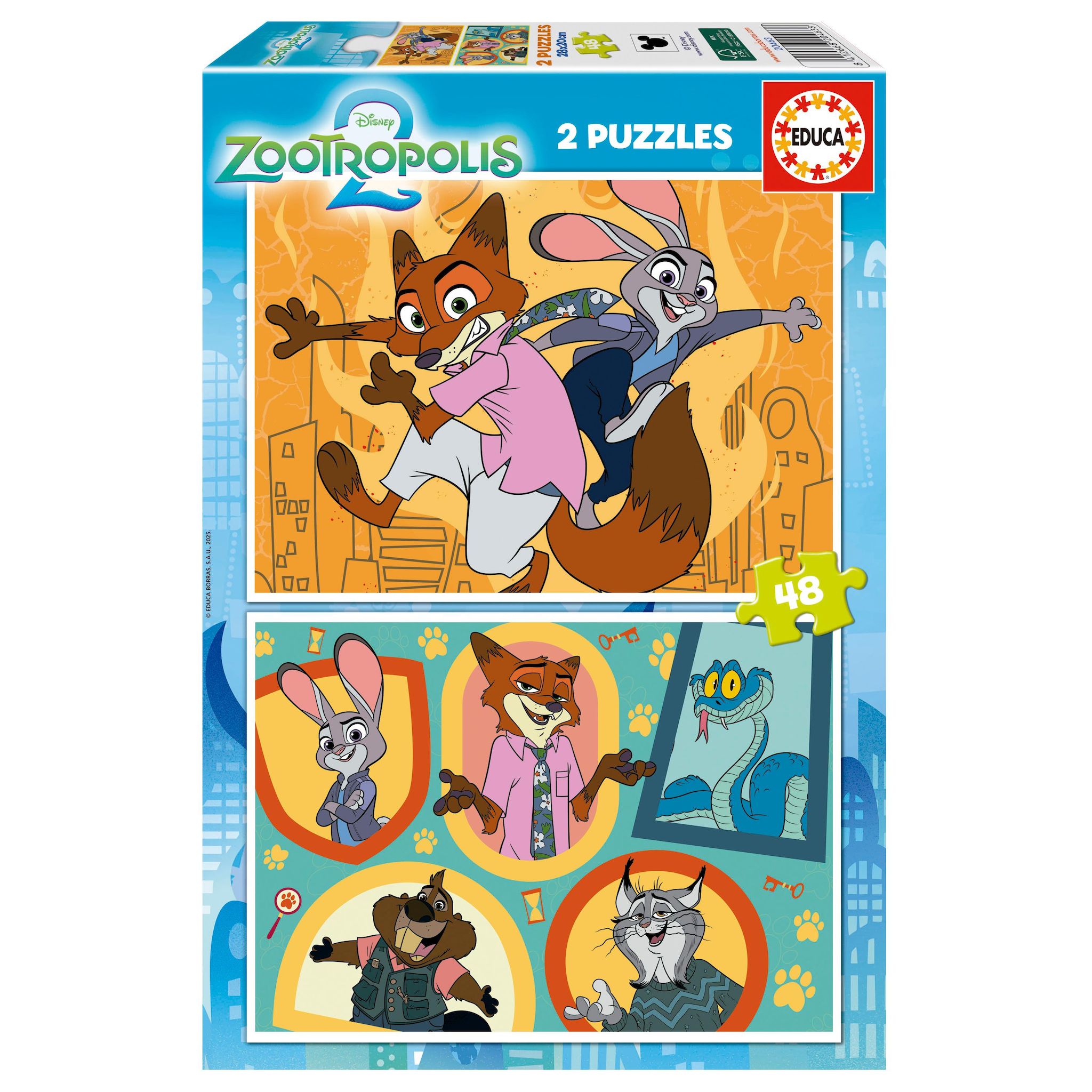 EDUCA Puzzle 2x48 pièces Zootopia 2