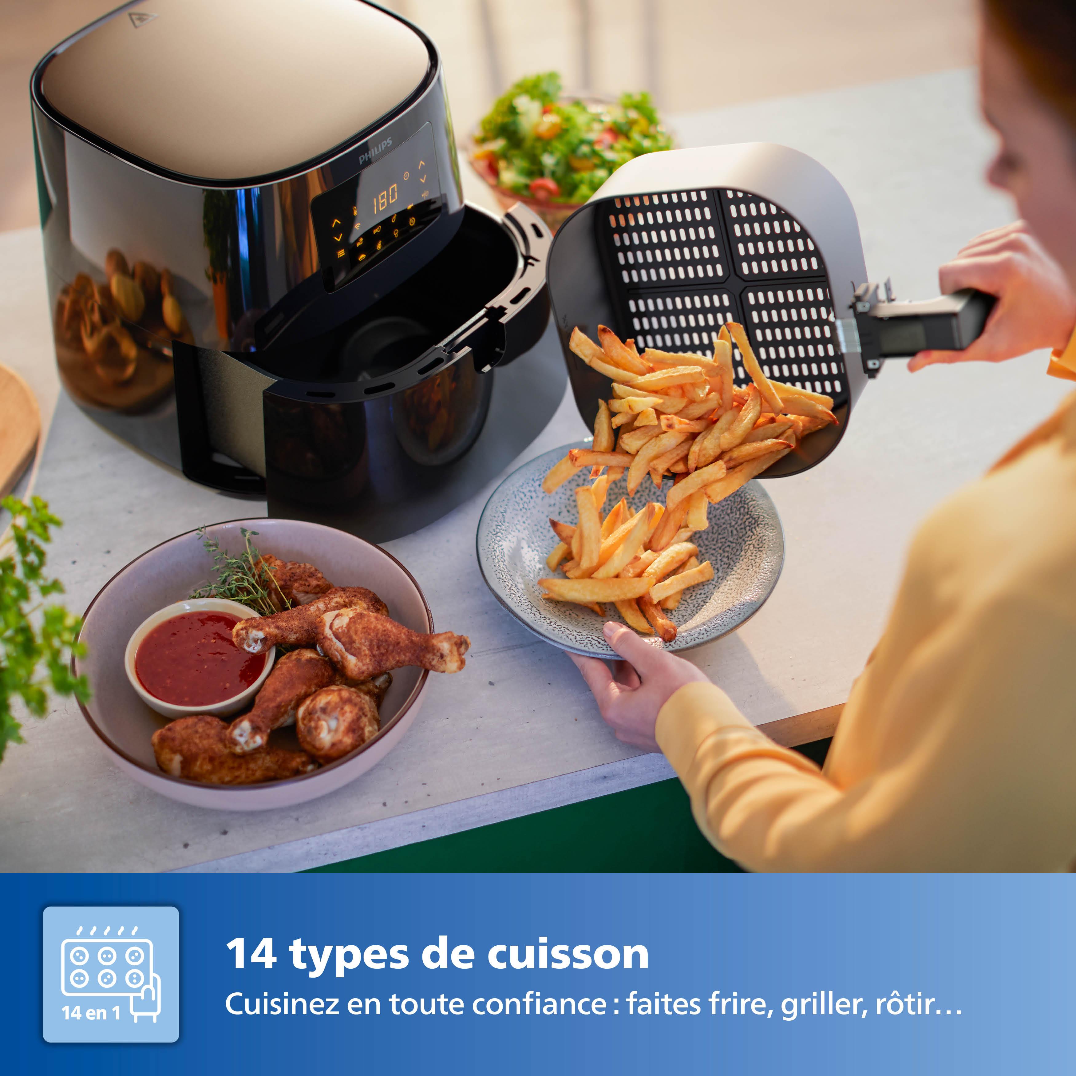 Voir la diapositive 3 : PHILIPS Friteuse sans huile à air chaud HD9280/90 - Noir