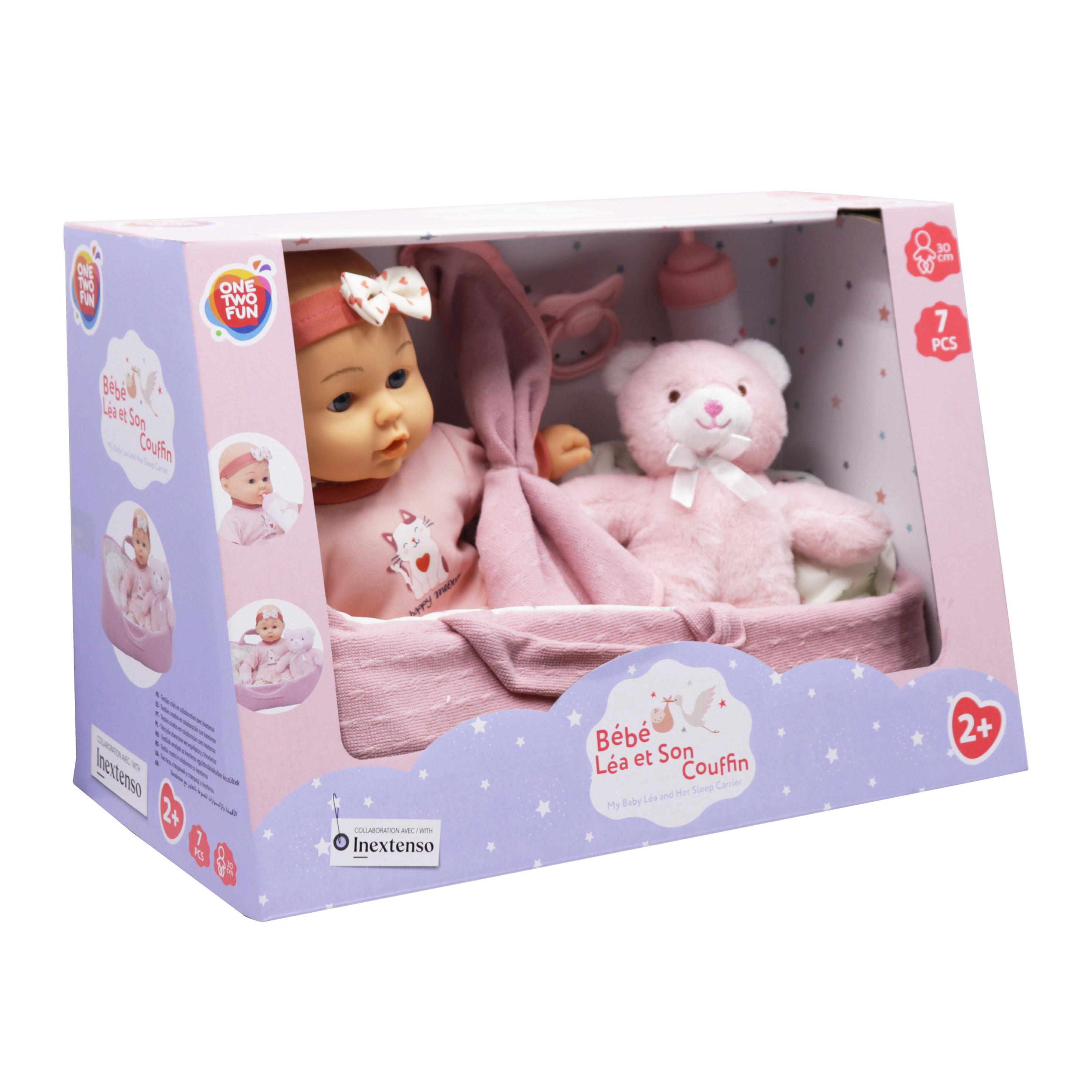 ONE TWO FUN Set Couffin bébé Léa 30 cm 7 pièces