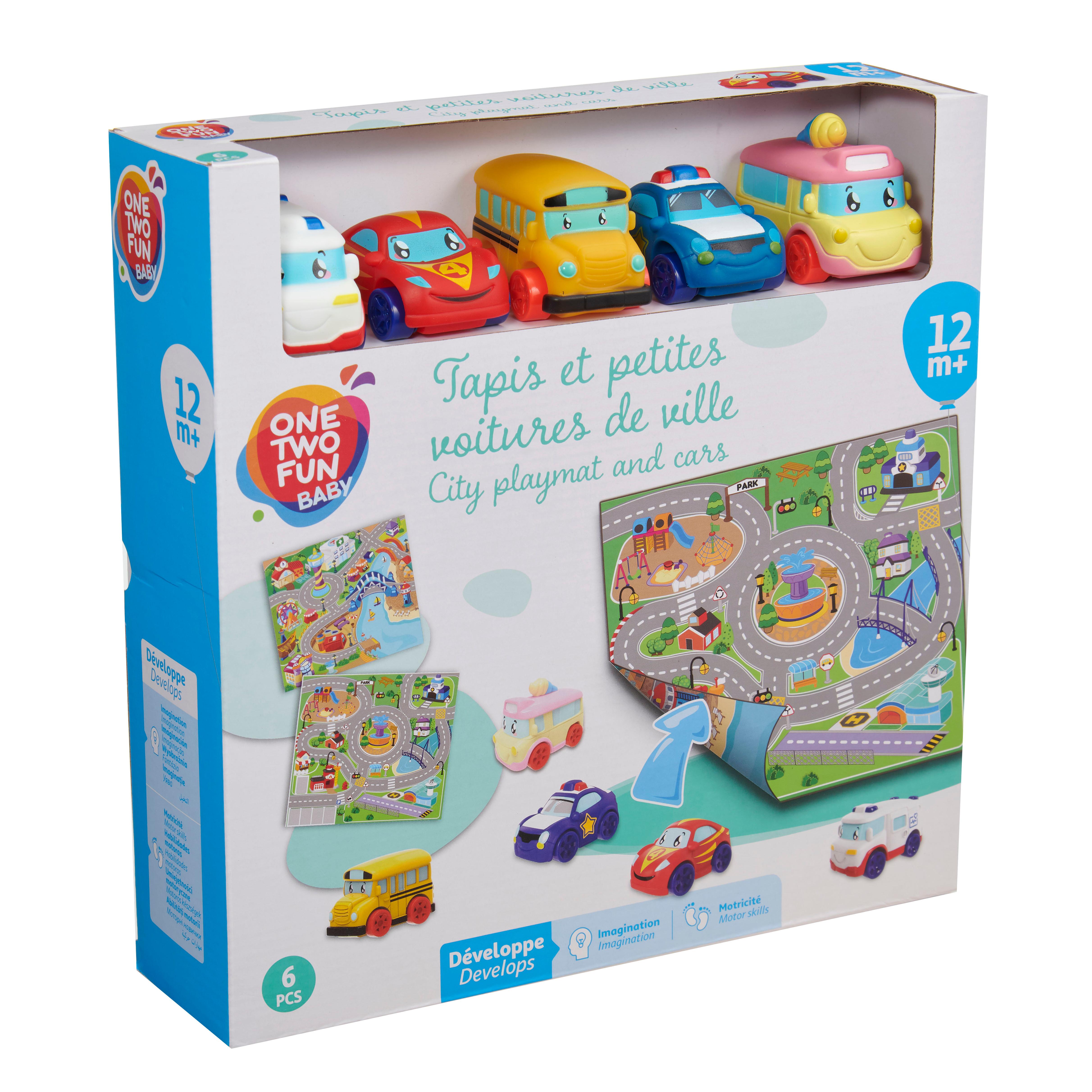 ONE TWO FUN Tapis de jeu Véhicules double face