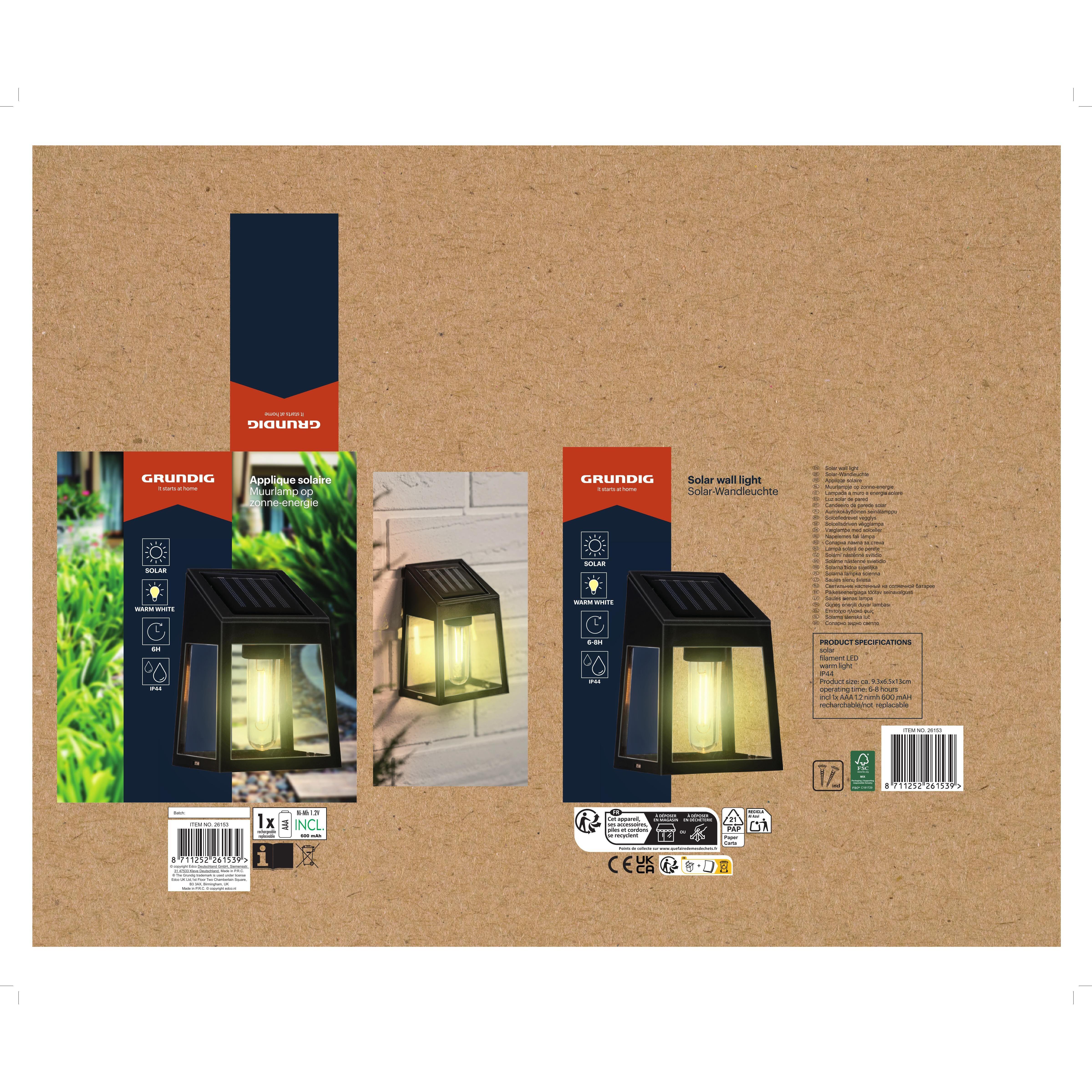 GRUNDIG Applique murale solaire 13 cm