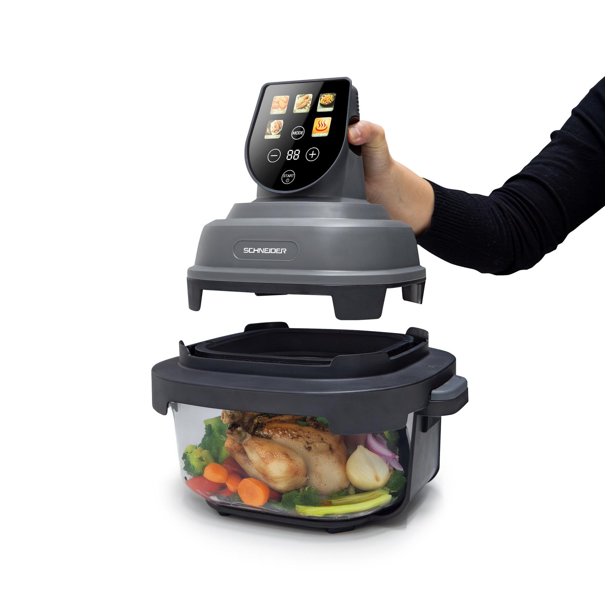 Voir la diapositive 6 : SCHNEIDER Friteuse à air panoramique Crispi - Or gris