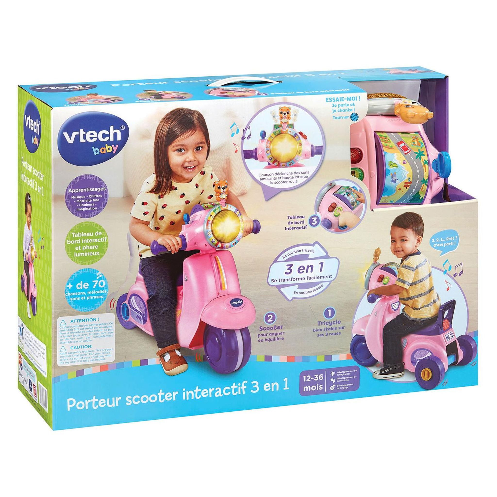 Voir la diapositive 6 : VTECH Porteur Scooter Interactif 3 en 1 - Rose
