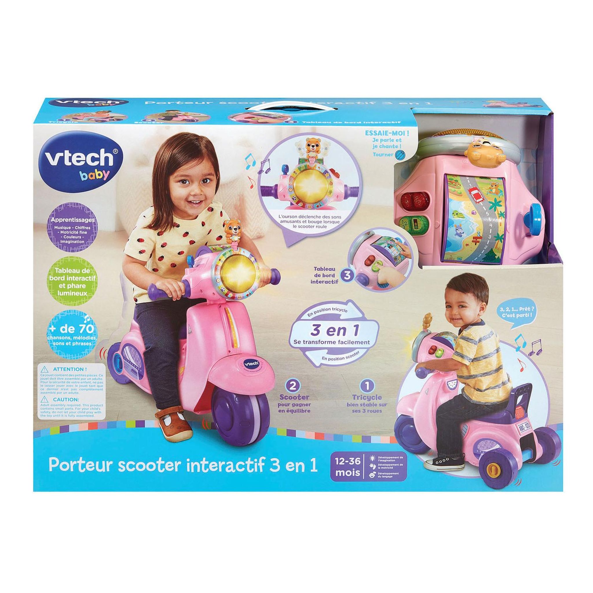 Voir la diapositive 7 : VTECH Porteur Scooter Interactif 3 en 1 - Rose