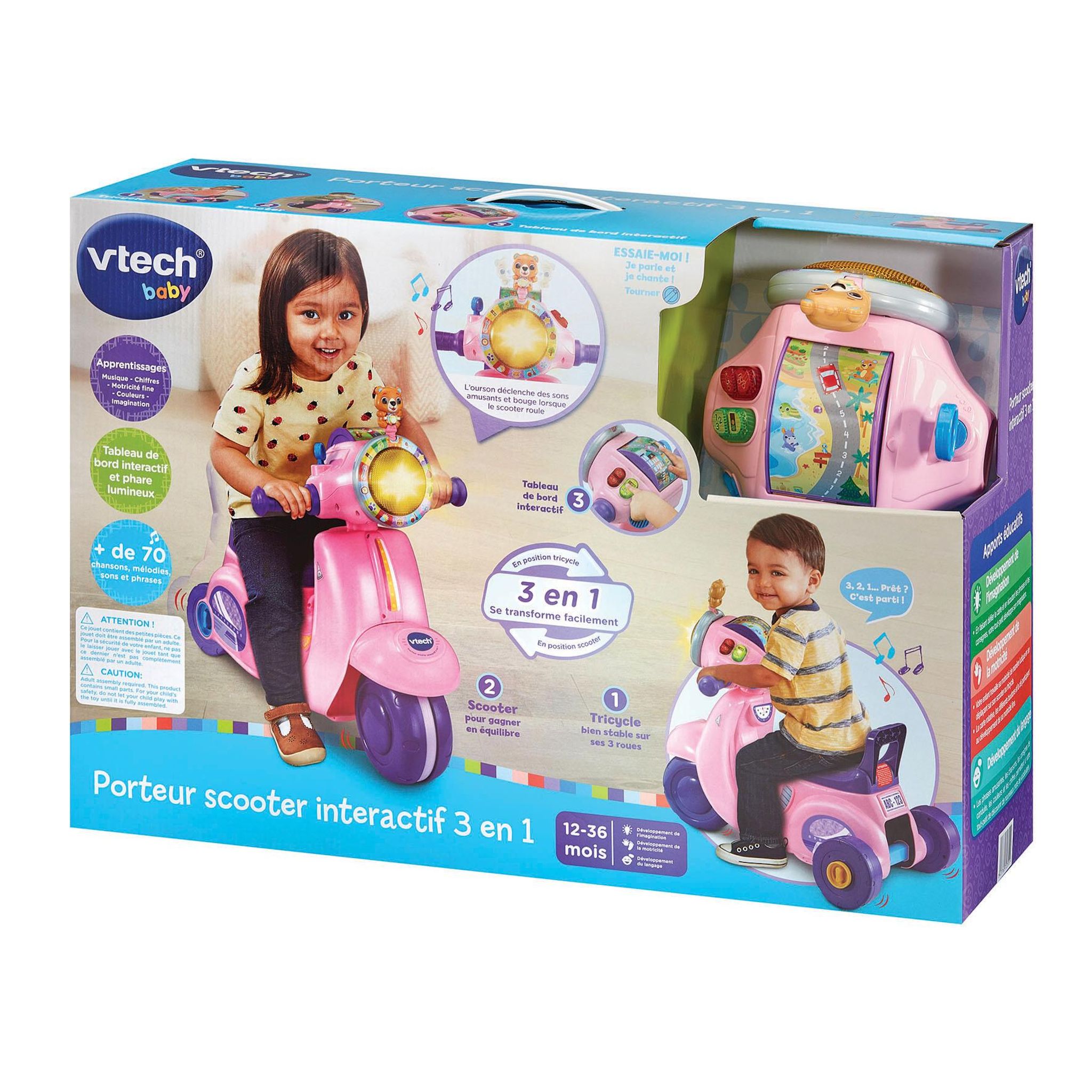Voir la diapositive 8 : VTECH Porteur Scooter Interactif 3 en 1 - Rose