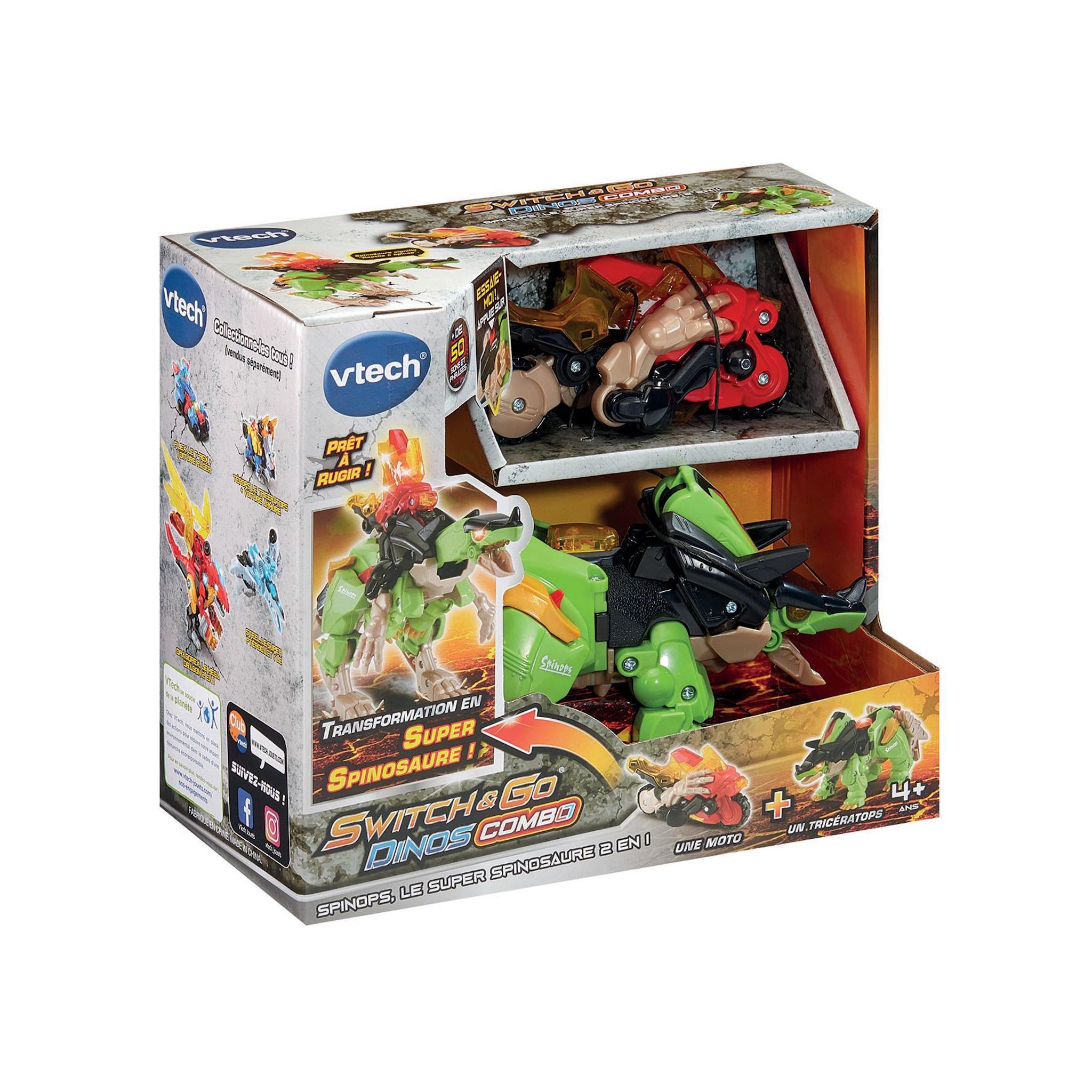 Voir la diapositive 2 : VTECH Switch & Go Dinos Combo Spinops , le super spinosaure 2 en 1