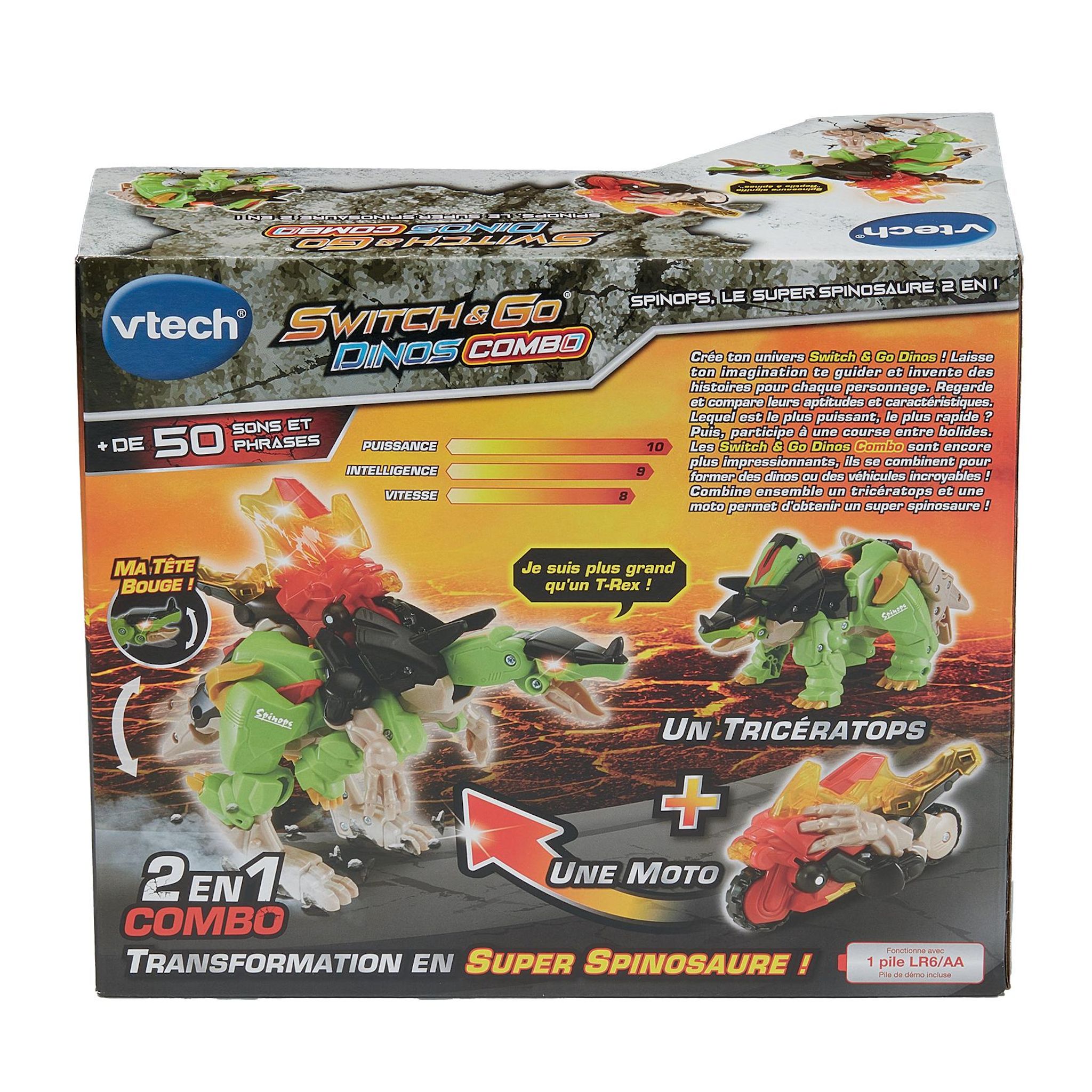 Voir la diapositive 4 : VTECH Switch & Go Dinos Combo Spinops , le super spinosaure 2 en 1