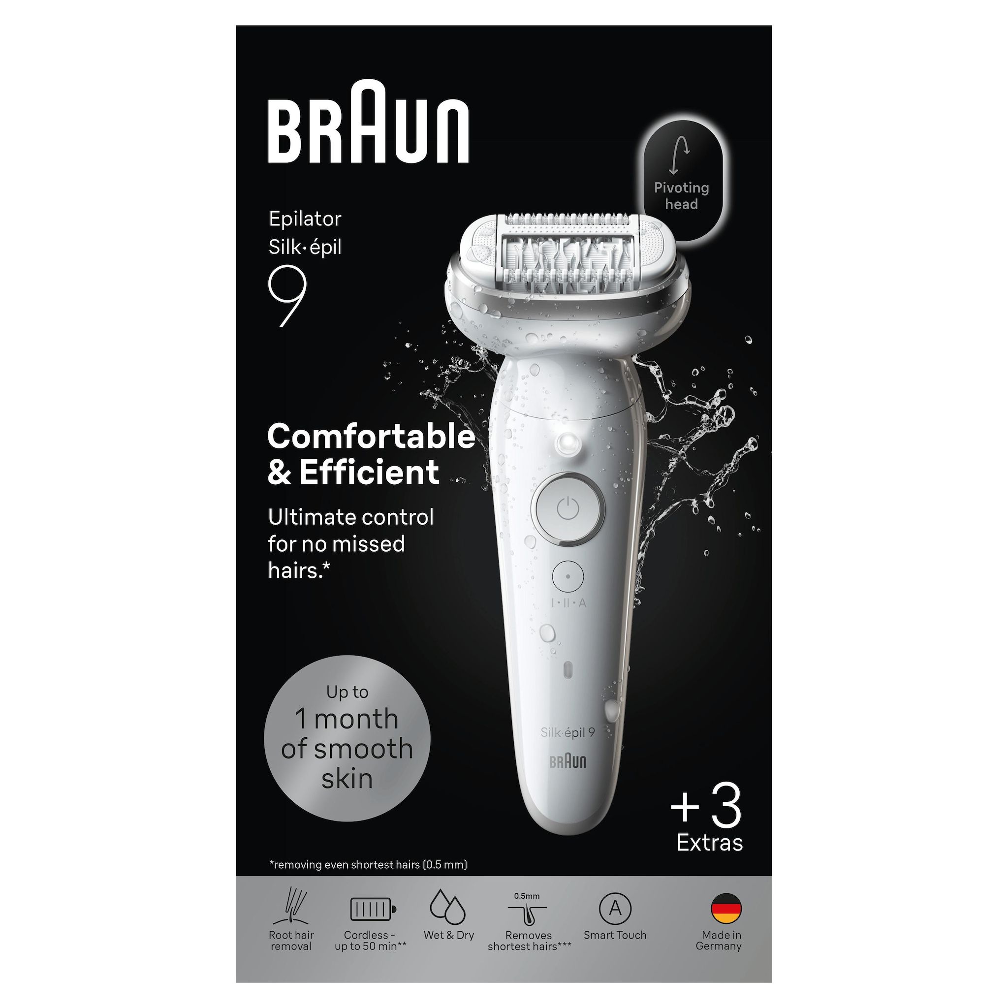 Voir la diapositive 8 : BRAUN Épilateur SES9-030 - Blanc