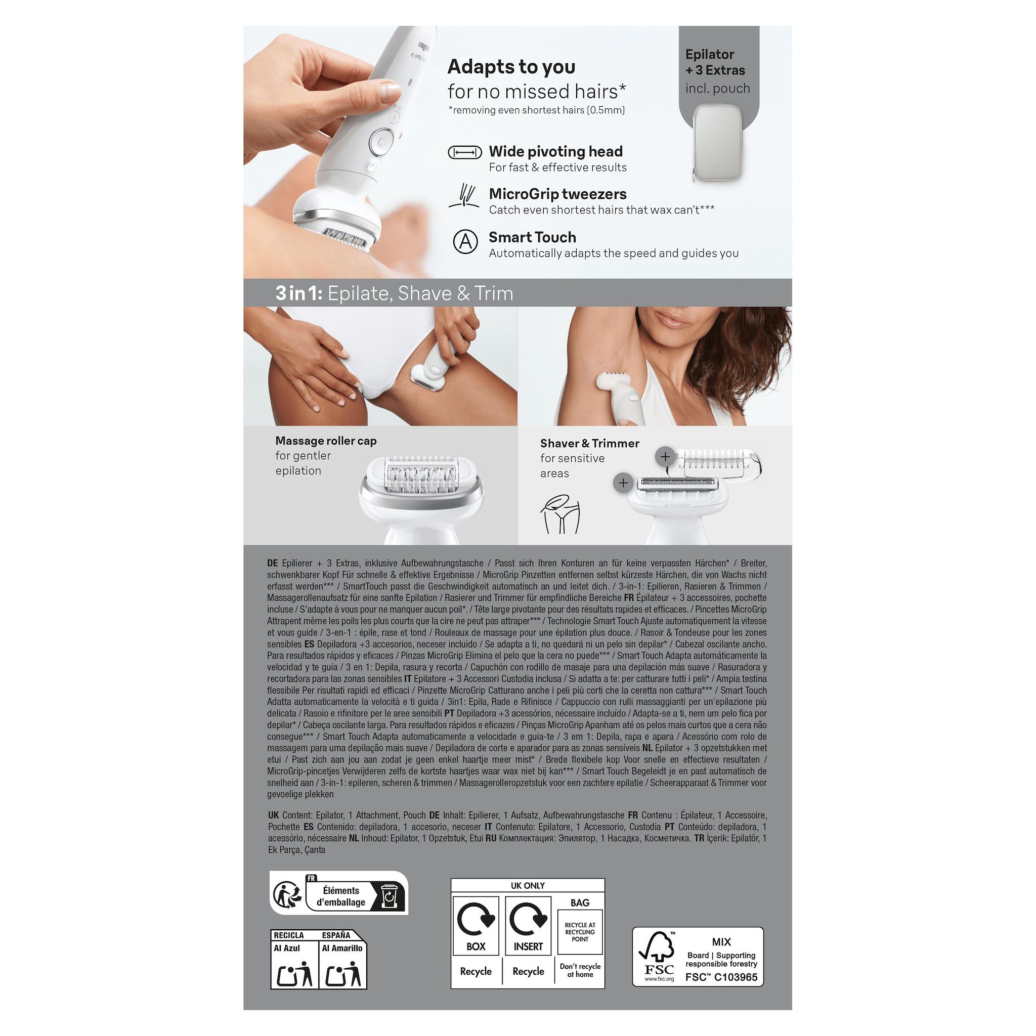 Voir la diapositive 9 : BRAUN Épilateur SES9-030 - Blanc