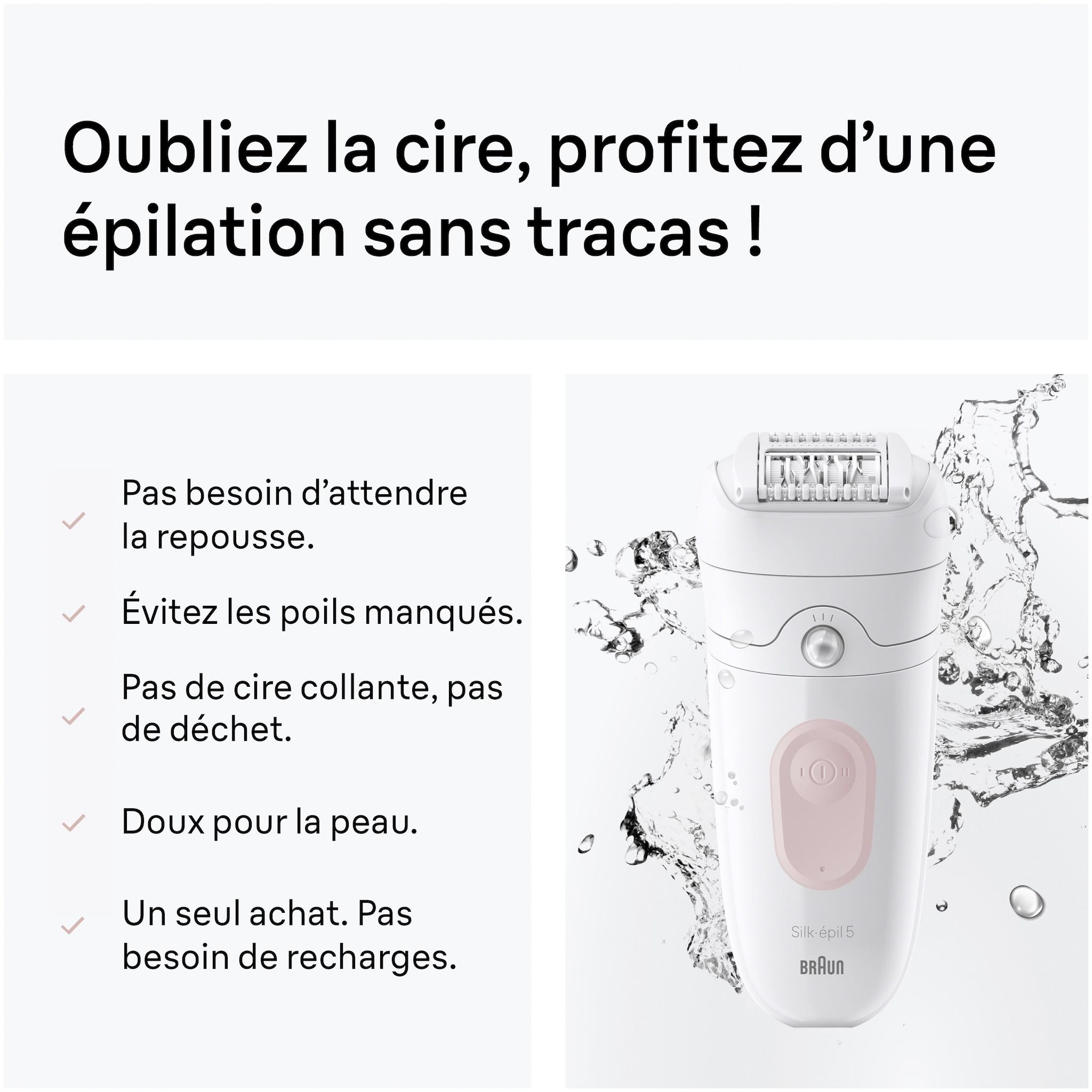 Voir la diapositive 5 : BRAUN Épilateur SE5-041 - Blanc