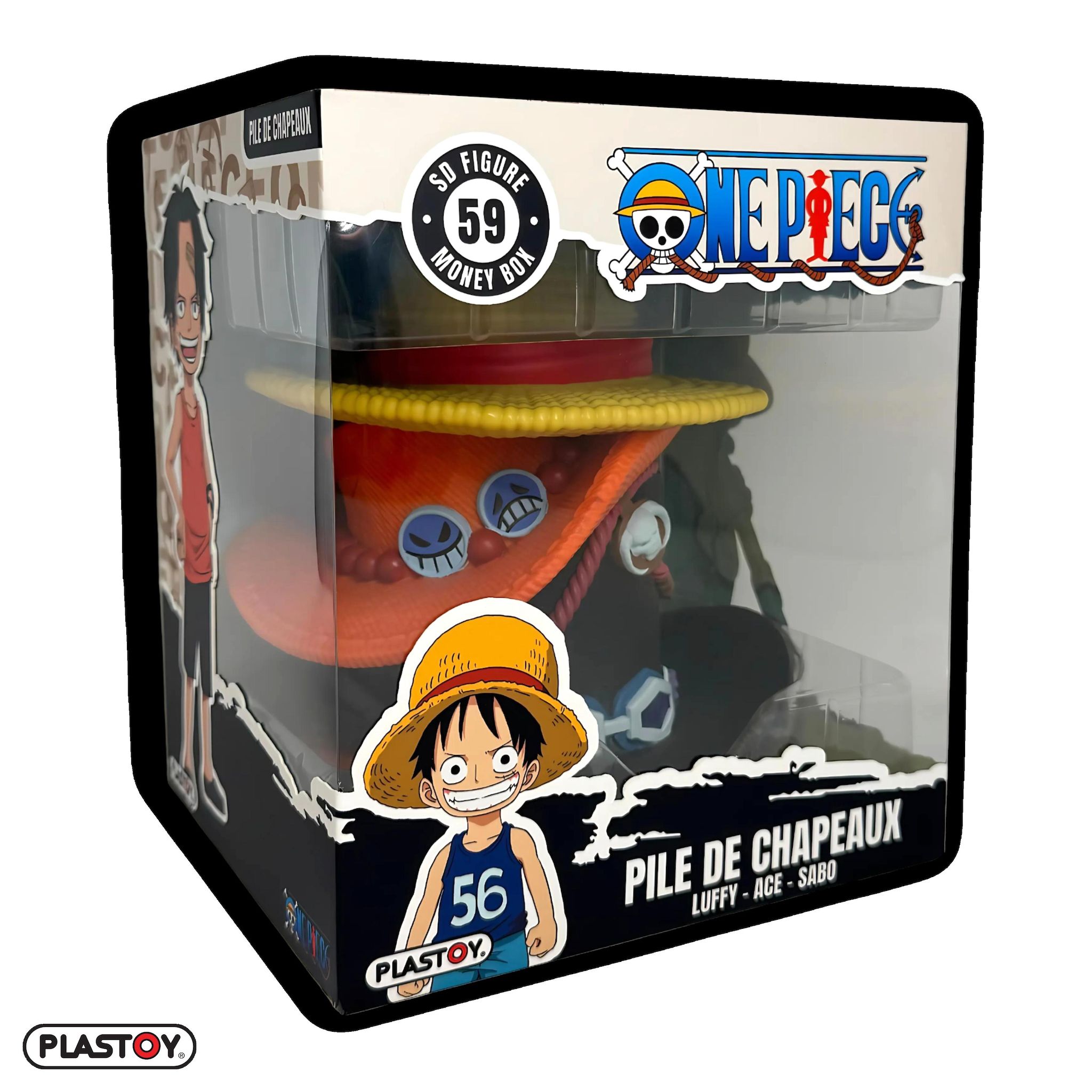 Voir la diapositive 3 : PLASTOY Tirelire Pile de chapeaux de Luffy Ace Sabo