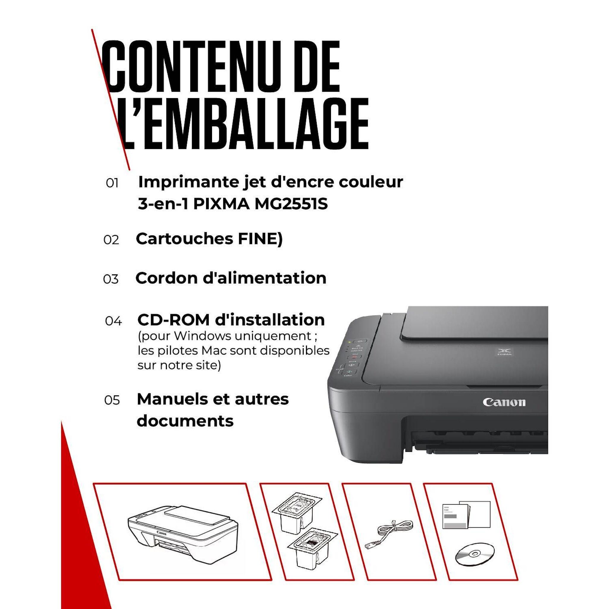 Voir la diapositive 7 : CANON Imprimante MG2551S - Noir