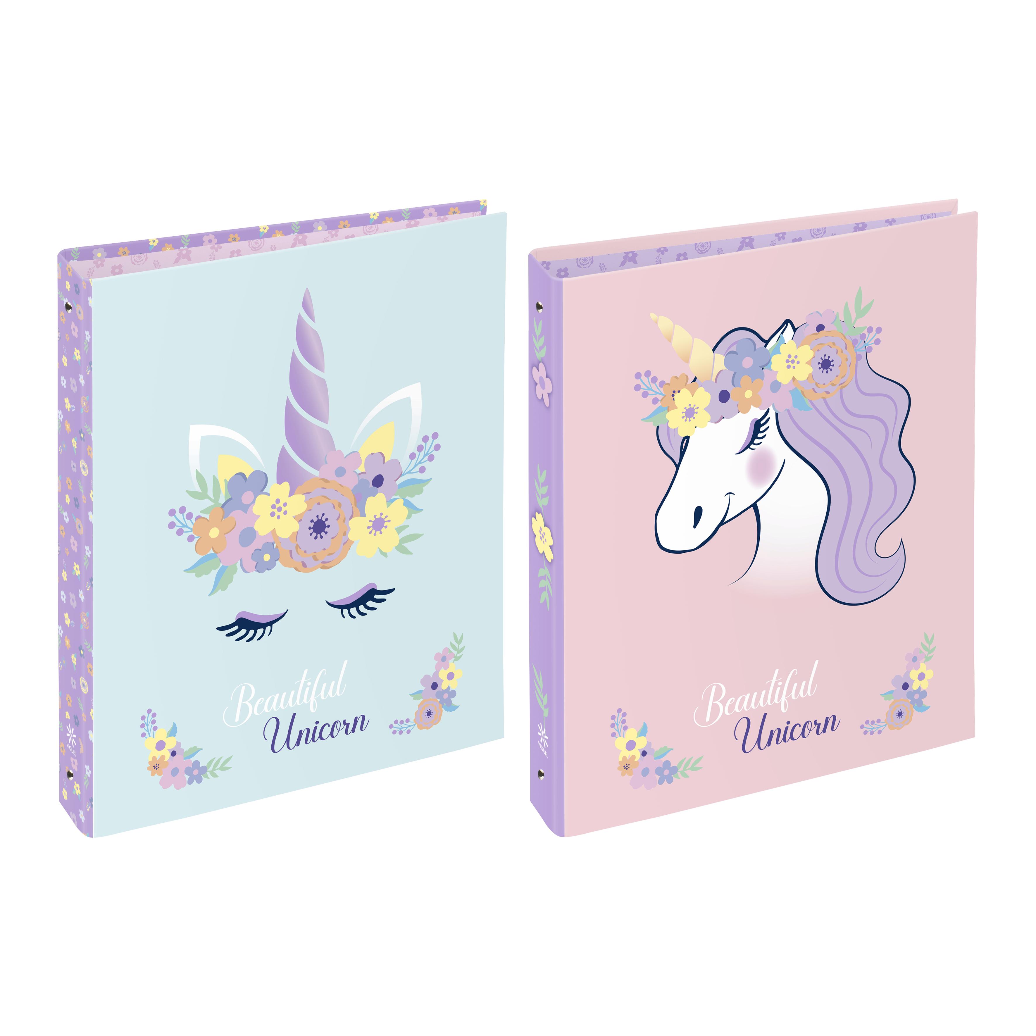 VIQUEL Classeur floral licorne 4 anneaux